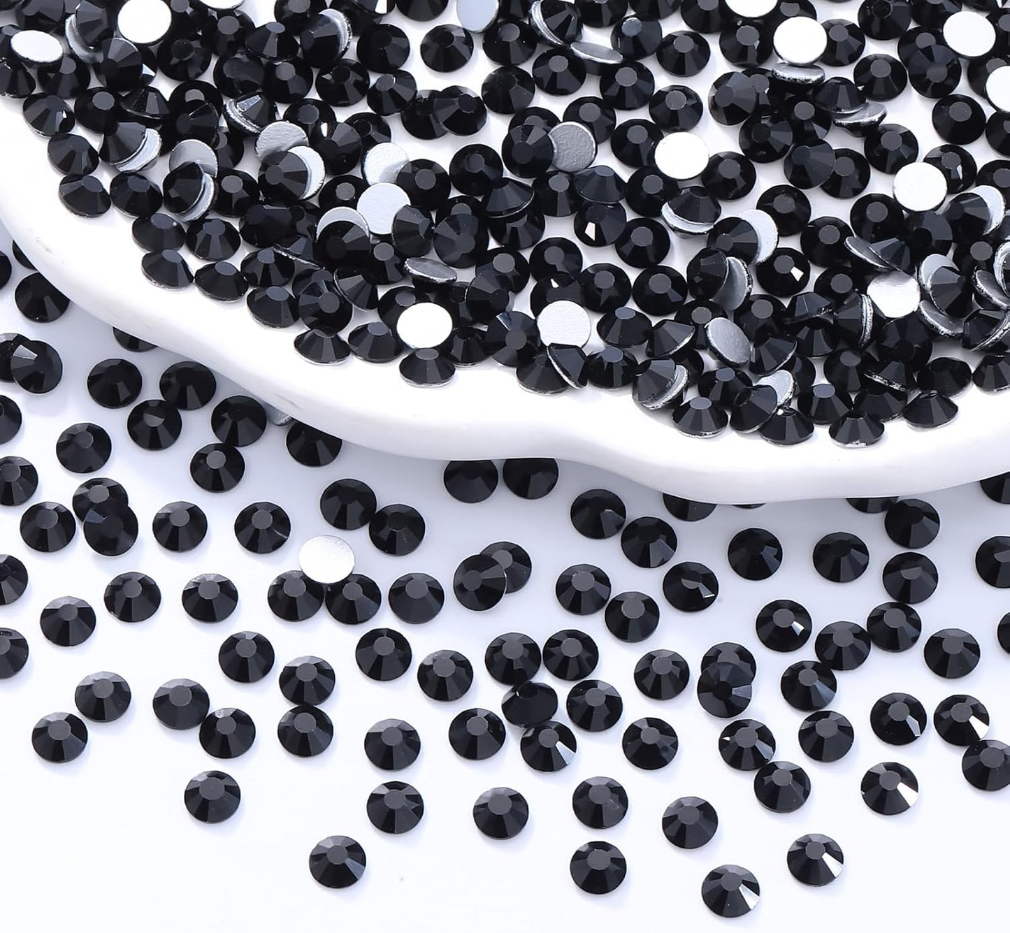 Black Flatback Rhinestones, Glass Rhinestones for Nail Art and Craft, Glue Fix, Loose Crystal Gemstones(Black, SS20, 1440pcs, 4.6-4.8mm)