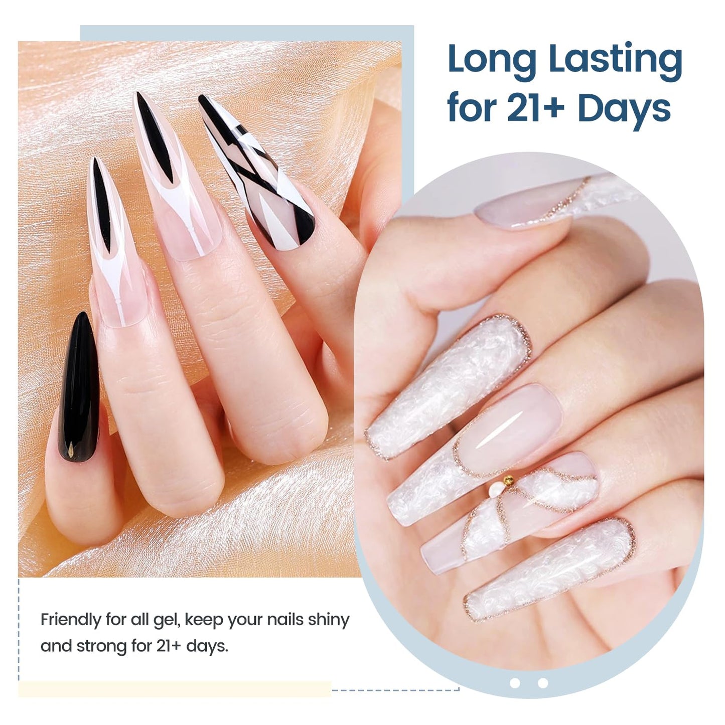 JODSONE 16.5ml Base Coat Gel No Wipe Long Lasting Streak-Free Shine Clear Base Gel Nail Polish Need U V Lamp Cured at Home DIY Nail Salon Girl Gift
