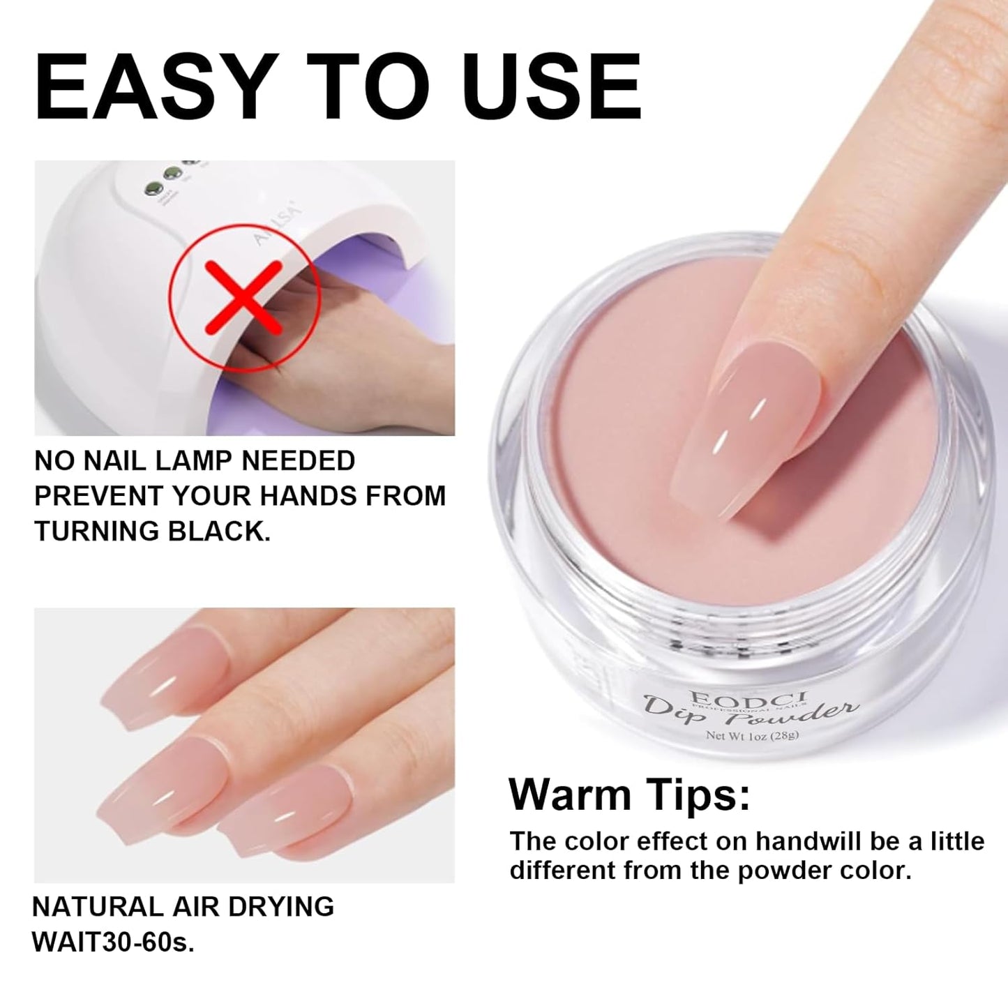 Nail Dip Powder Colors, Butterfly Glitter Silver - DIY Nail Art Starter Kit - No Lamp Needed - 1 oz