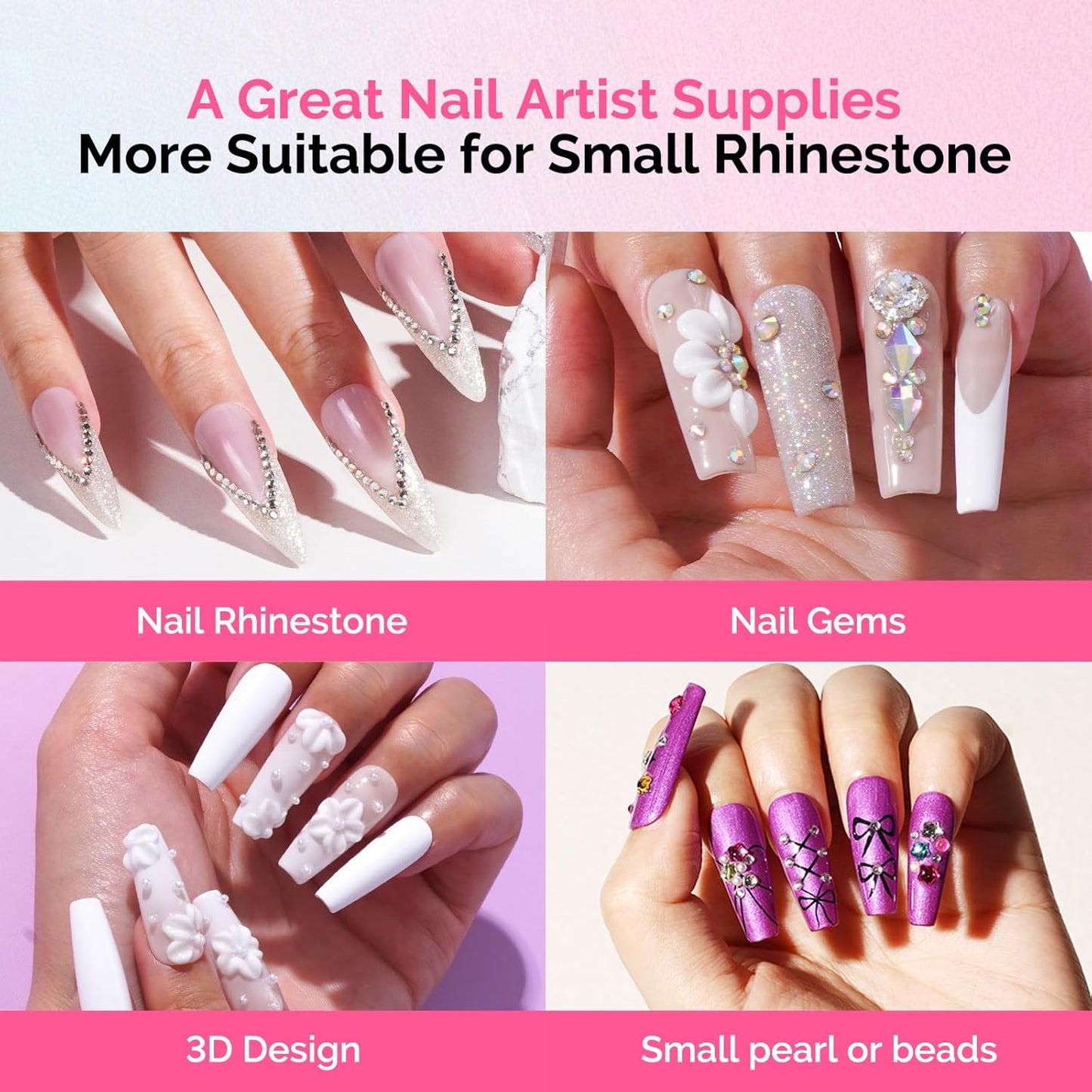 MelodySusie Rhinestone Glue Super Strong Gel Nail Glue for 3D Sculpting Nail Art Design Chrome Powder Decals Decor Need UV/LED Cured 30g