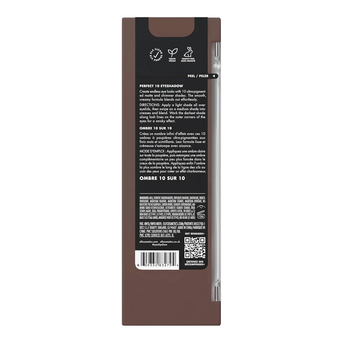 e.l.f. Perfect 10 Eyeshadow Palette, Ten Ultra-pigmented Nude Shades, Blendable Formula, Vegan & Cruelty-free, Everyday Smoky (Packaging May Vary)
