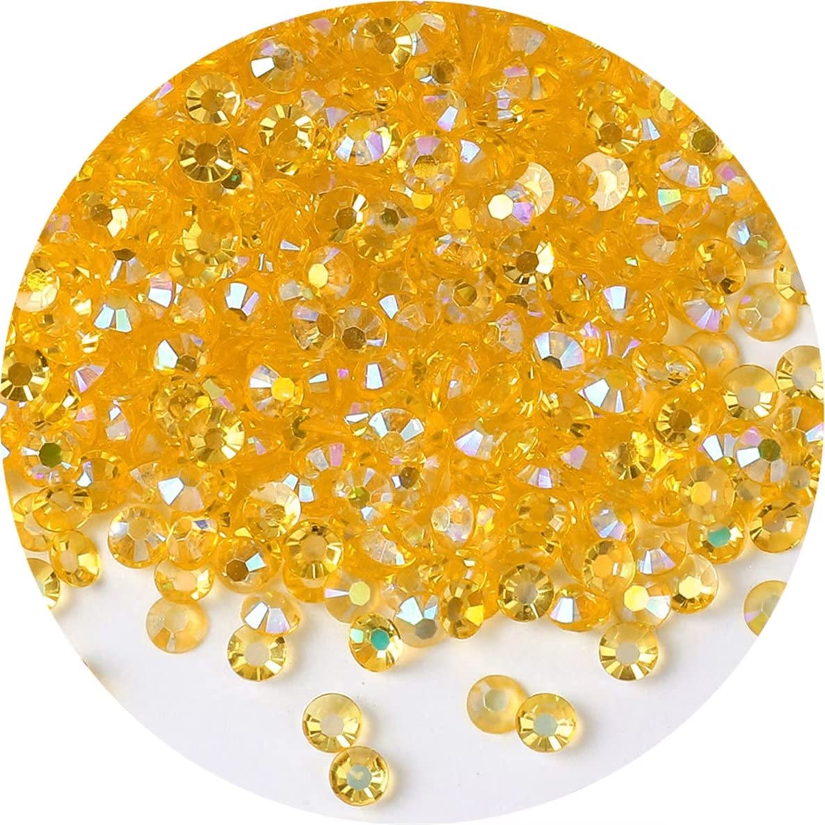 4500 Pcs SS6 2mm AB Flatback Rhinestones for Nails Art Crafts Transparent Glitter Round Gems Goldens DIY Clothes Shoes(Clear Golden Yellow AB)