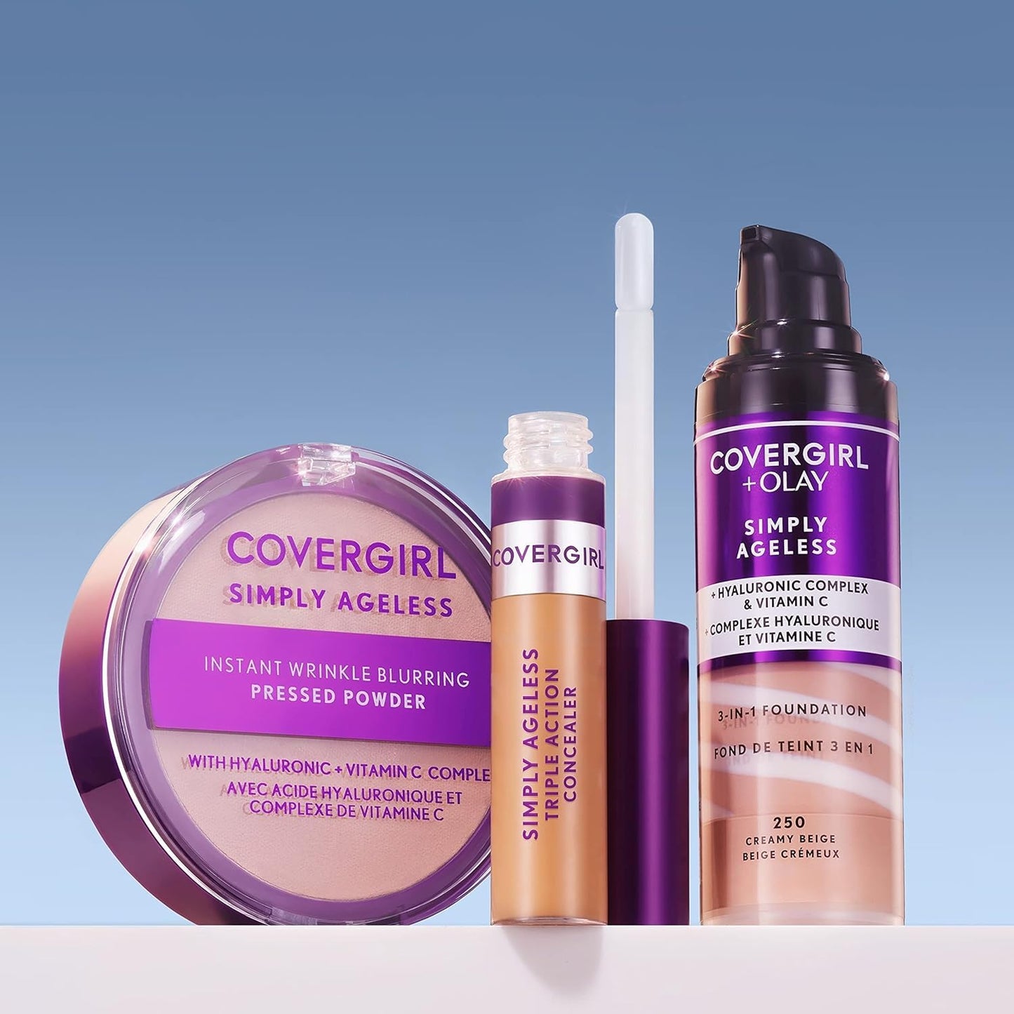 CoverGirl & Olay Simply Ageless 3-in-1 Liquid Foundation, Matte Finish, Hyaluronic & Vitamin C Formula, Golden Beige, 1 Count