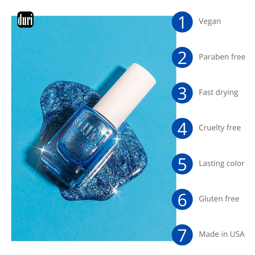 duri 536 Celebrity Scandal Nail Polish, Frosted Metallic Silver, Full Coverage, Fast Drying, Glossy, Lasting, 0.45 Fl Oz