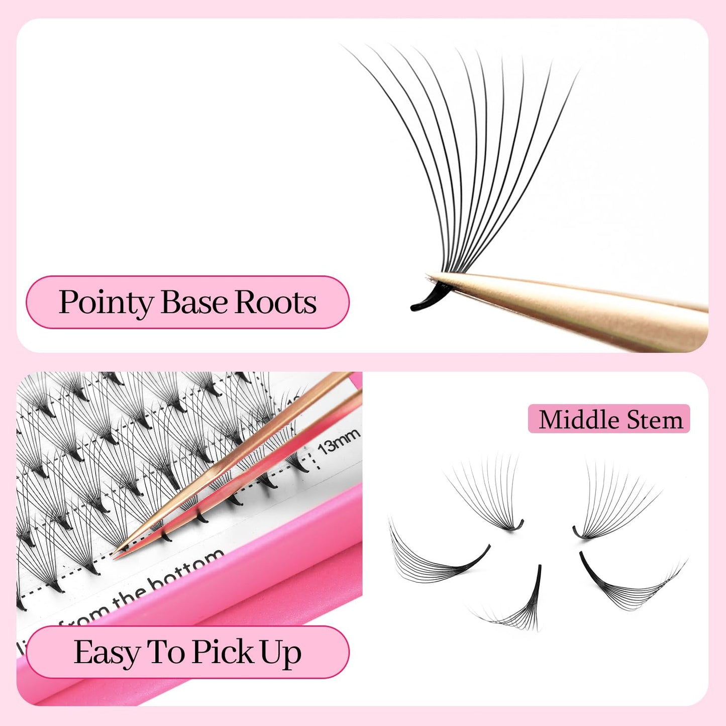 Premade Fans Eyelash Extensions 7D Volume Lash Extensions 0.07 Thickness Eyelash Extension C Curl Premade Lash Fans Mix 9-16mm Fluffy Soft Handmade Lash Fan Eyelashes(7D-0.07-C,9-16mm)