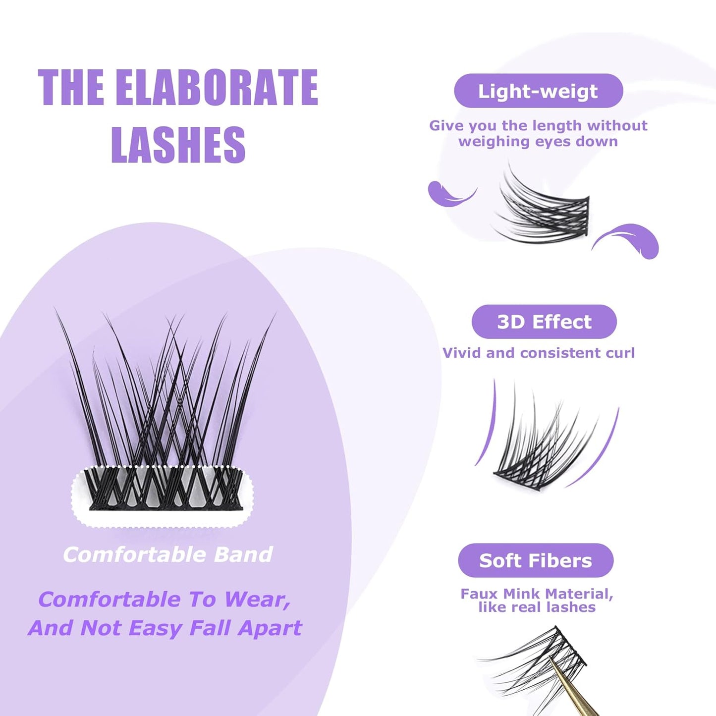GAQQI Lash Clusters, Eyelash Clusters 120PCS C Curl Individual Lashes, Wispy Cluster Eyelash Extension 10mm Only, Natural Looking Cluster Lashes （GQ03, C Curl, 10mm)