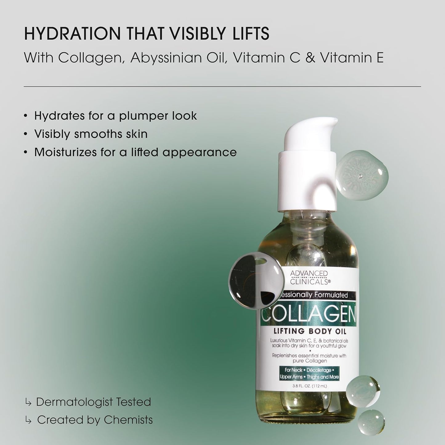 Advanced Clinicals Collagen Body Oil + Vitamin C Brightening Body Oil Moisturizer 2pc Skincare Set - Nourishing, Brightening, & Firming Massage Oil To Improve Look Of Crepe Skin + Dark Spots, 2PC Set