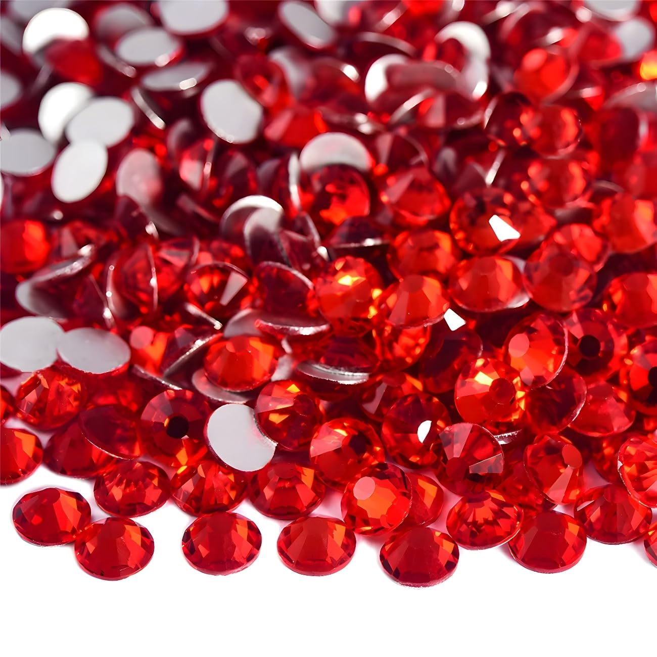 Flatback Rhinestones Round Gems for Nails Art and Crafts 2000Pcs SS16 4mm Glitter Crystals Stone DIY Bags Clothes Shoes (Light Red)