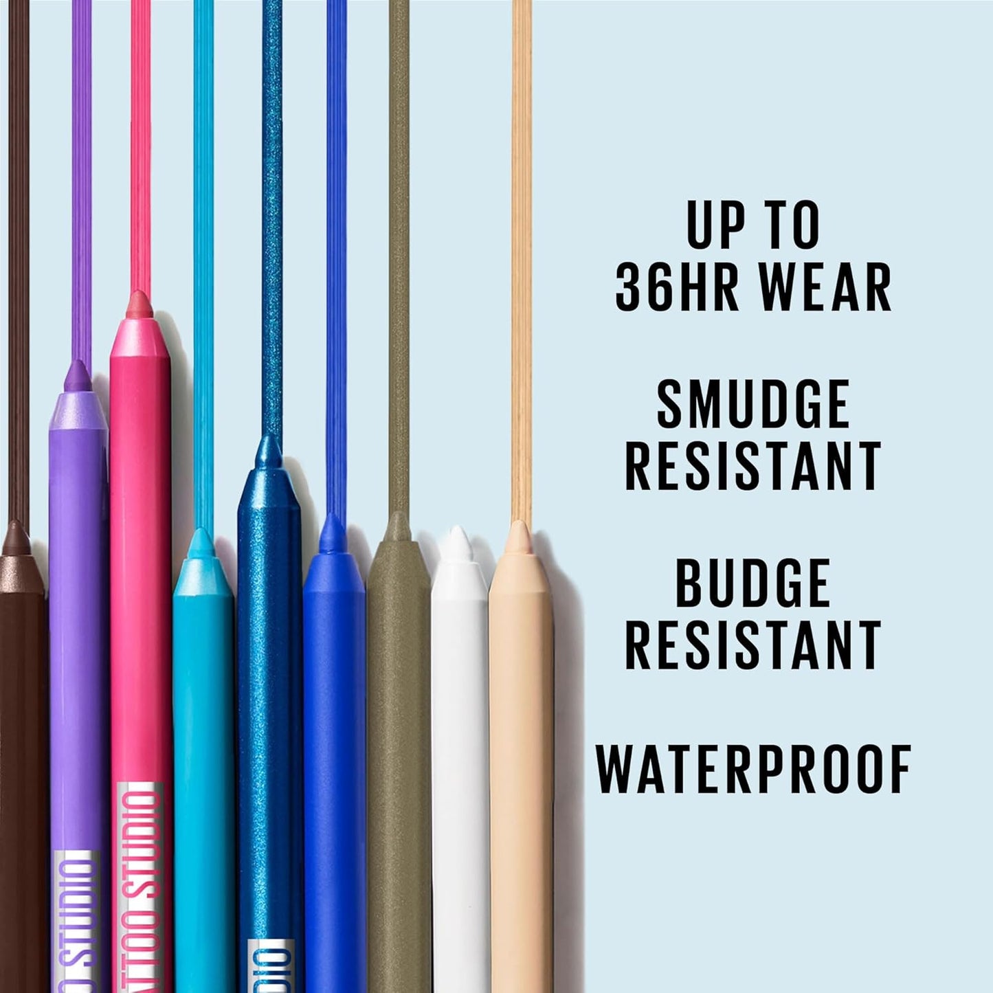 Maybelline TattooStudio Long-Lasting Sharpenable Eyeliner Pencil, Glide on Smooth Gel Pigments with 36 Hour Wear, Waterproof, Smooth Walnut, 1 Count