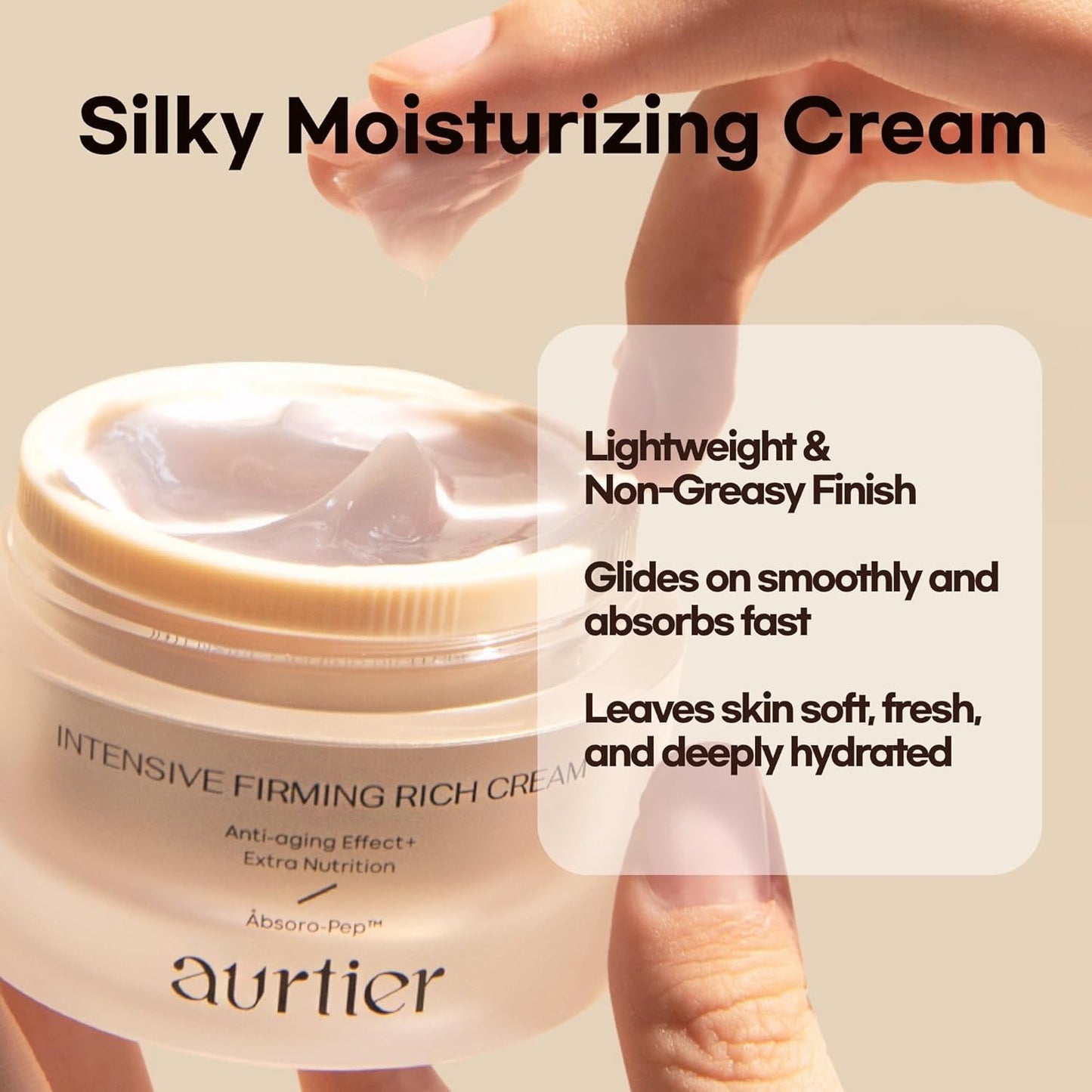 Intensive Firming Rich Cream, Anti-Aging Moisturizer with Collagen Peptides EGF Hyaluronic Acid for Wrinkle Smooths, Firming, Lifting & Deep Hydration 1.69 Oz