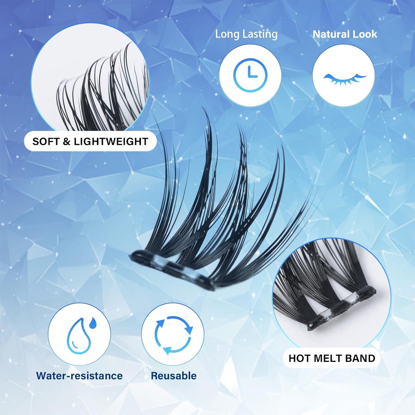 Self Adhesive Eyelashes Clusters Natural Look Wispy Press On Lash Clusters Pre Glued Eyelash Clusters Reusable No Glue Needed Lash Extensions