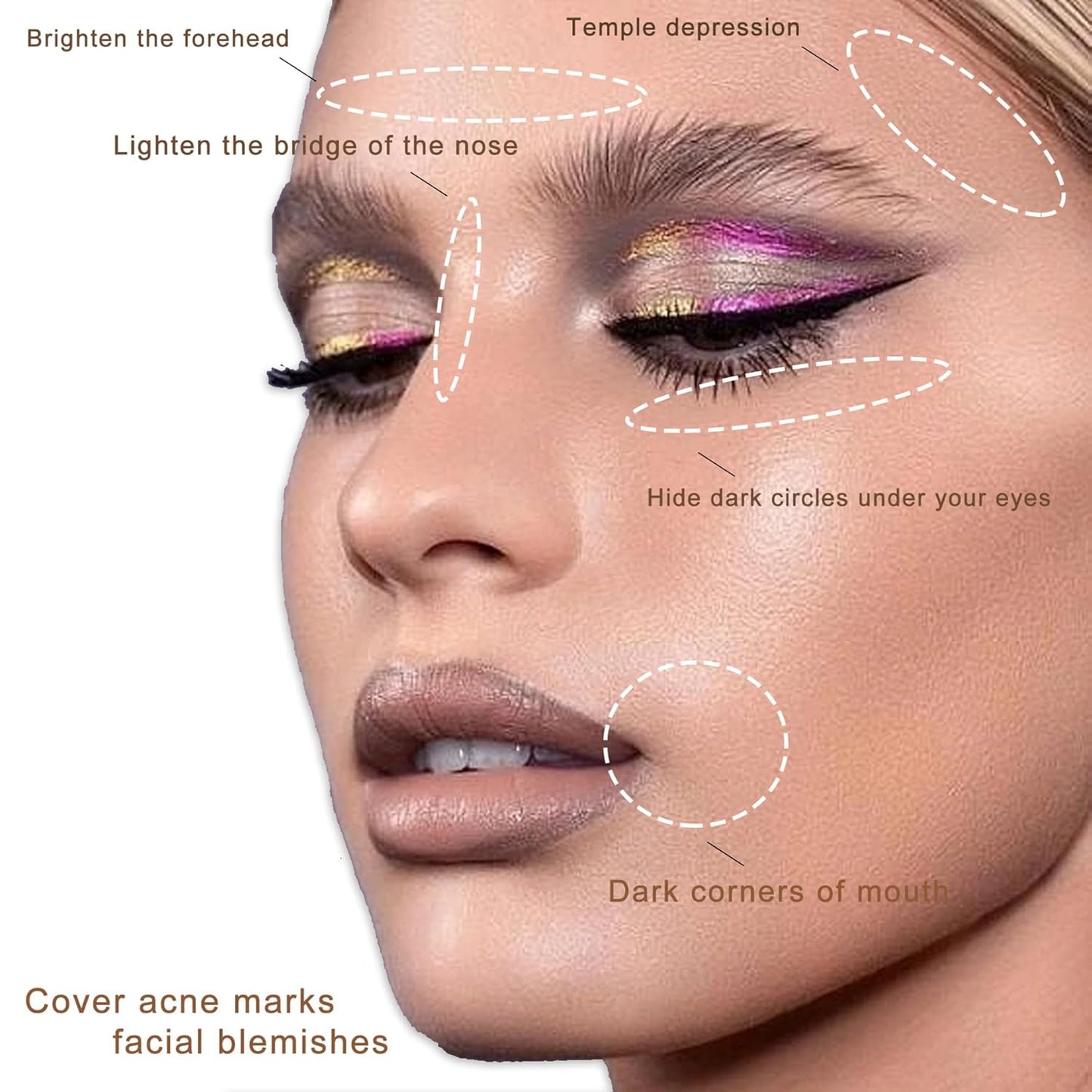 Cream Concealer Corrector Correcting Contour Makeup Set under Eye Concealer Cream Kit for Dark Circles and Blemish 10