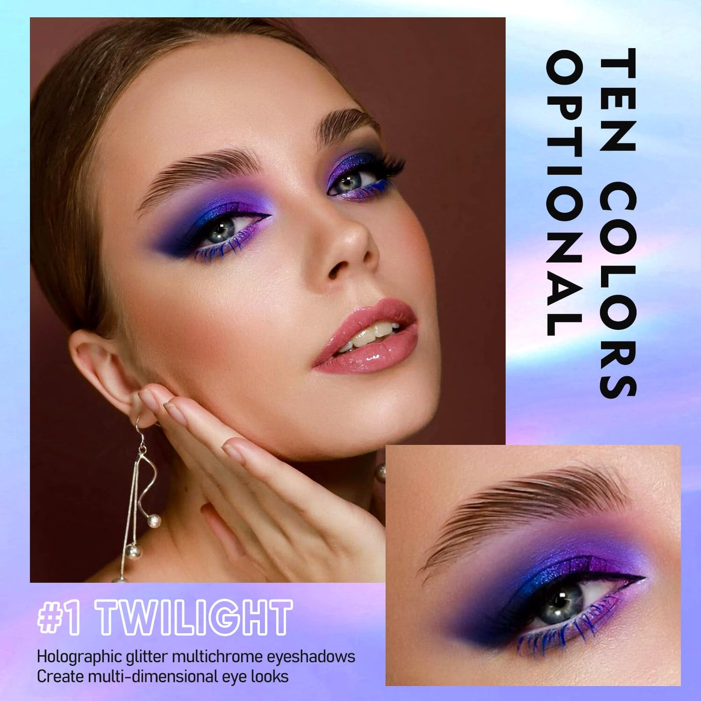 MAKI YIKA 5Pc Glitter Eyeshadow Liquid Multichrome Eyeshadows Long Lasting, Metallic Chameleon Eye Shadow Smudgeproof Holographic Eye Topper Glitters (#1+2+3+5+6)