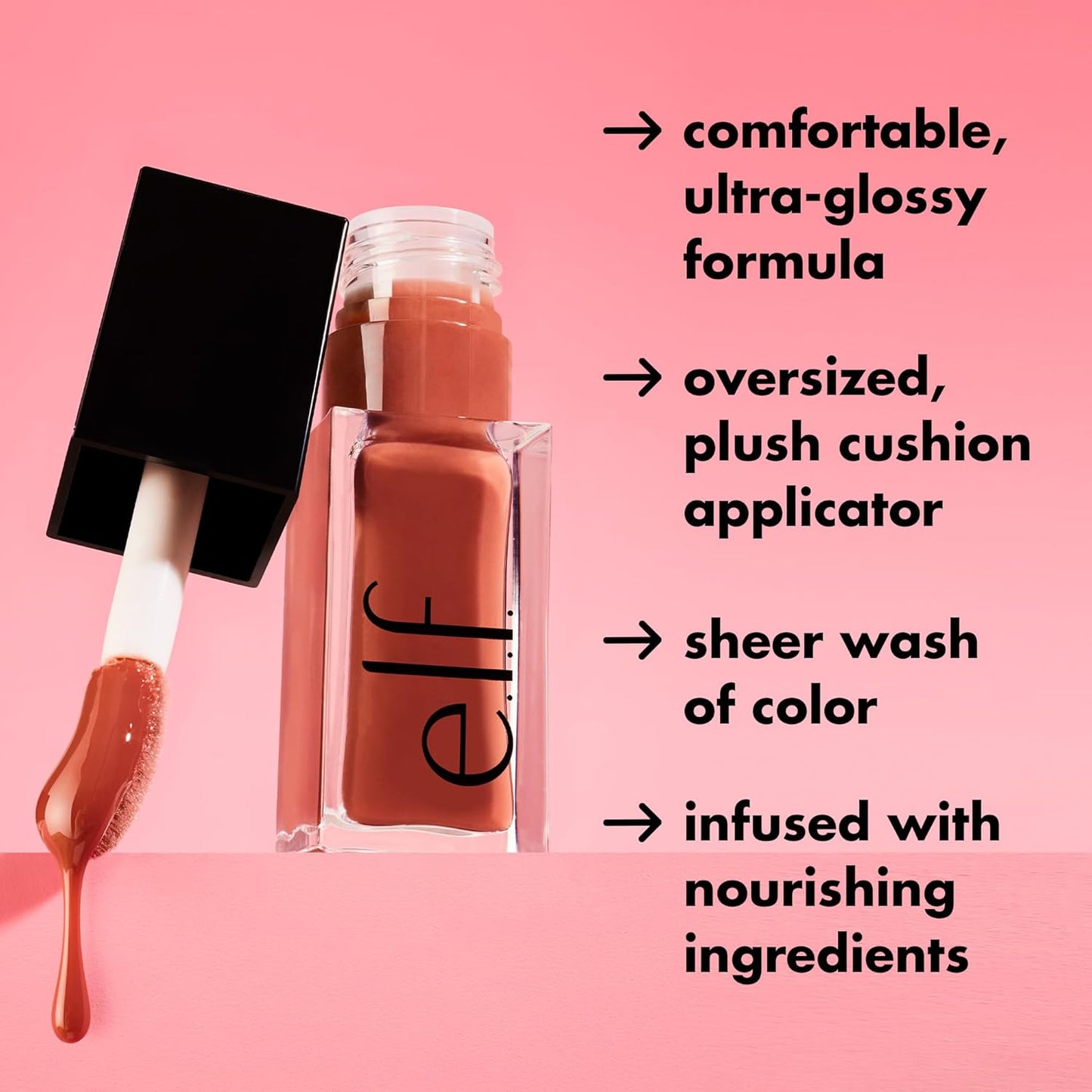 e.l.f. Glow Reviver Lip Oil, Nourishing Tinted Lip Oil For A High-shine Finish, Infused With Jojoba Oil, Vegan & Cruelty-free, Hot As Fudge