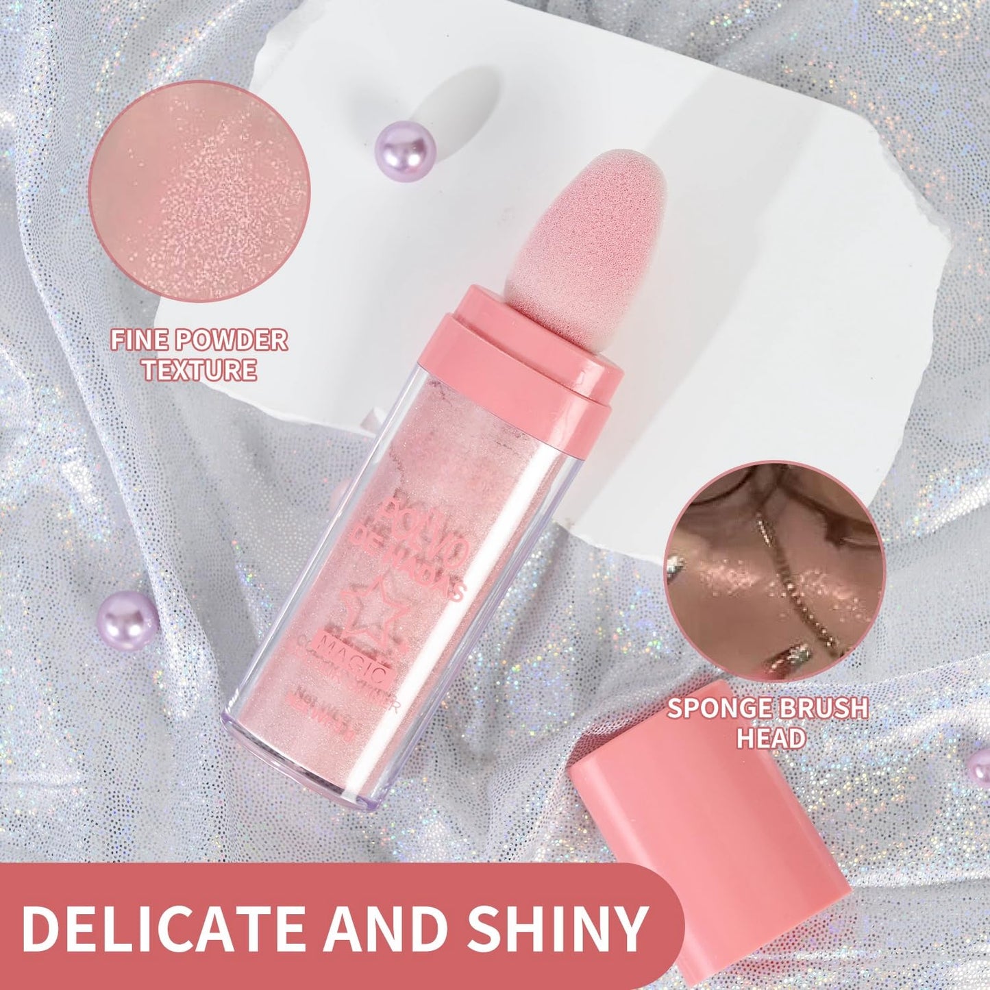URQT 4 Color Polvo De Hadas Fairy Dust Highlight Patting - Full Body Contouring and Clavicle Pearlescent Patting Powder for Face and Eye, Christmas Sparkling Body Glitter (4 Pack)