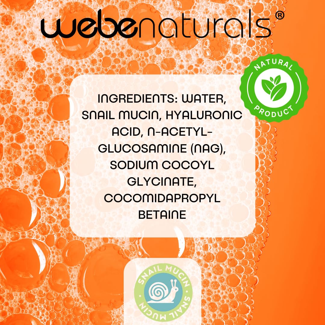 WEBE Refreshing Gentle Foam Cleanser | Snail Mucin, Hyaluronic Acid, N-Acetyl Glucosamine | Hydrating & Soothing Formula for Radiant, Moisturized Skin | Natural Skincare for all Skin Types