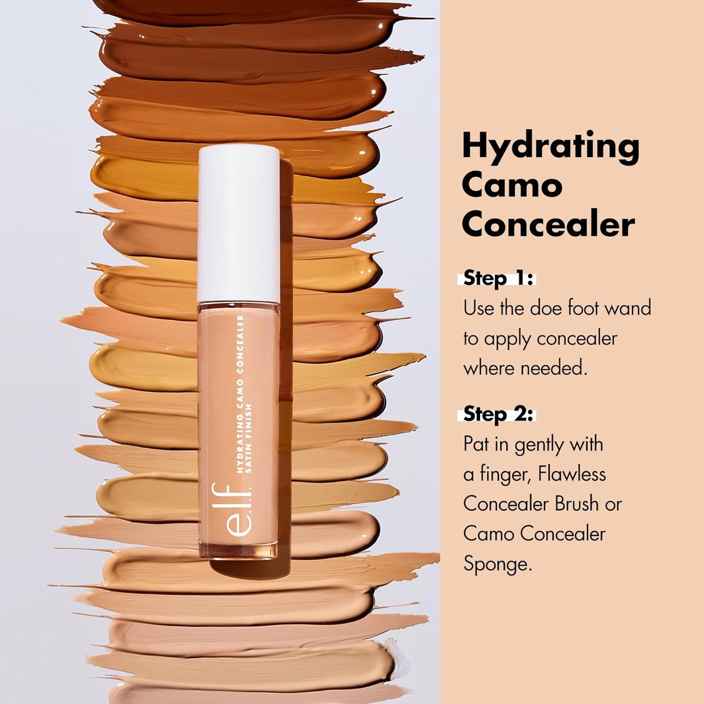 e.l.f. Hydrating Camo Concealer, Covers Blemishes & Under-Eye Circles, Full-Coverage & Delivers A Satin Finish, Vegan & Cruelty-Free, Tan Sand