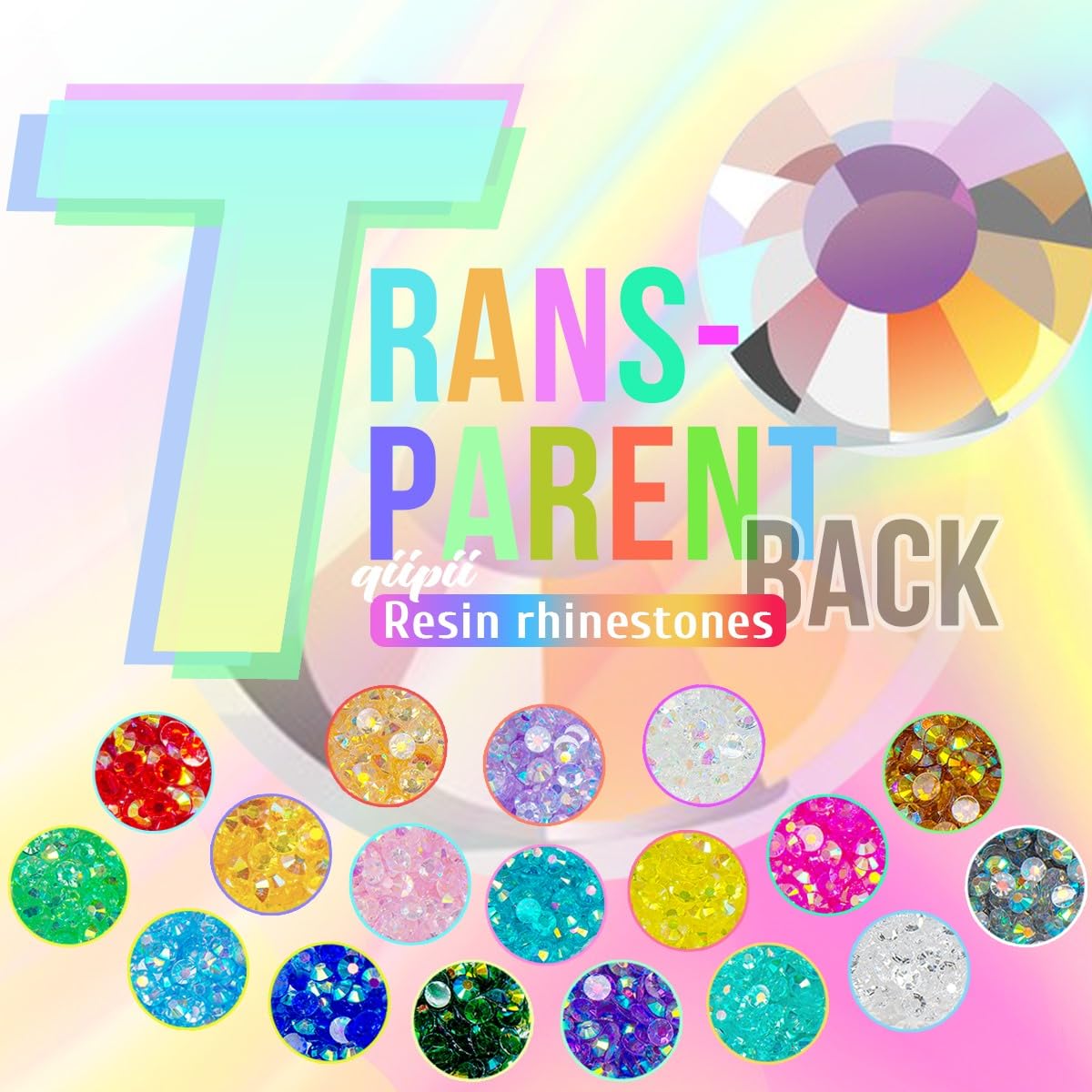 Transparent Champagne AB Resin Rhinestones for Crafting 3mm 4mm 5mm Flatback Jelly Stones Gems Crystals Diamonds Charms for Nails Face Eyes Makeup Tumblers Bottles Mugs DIY Crafts Clothes Shoes