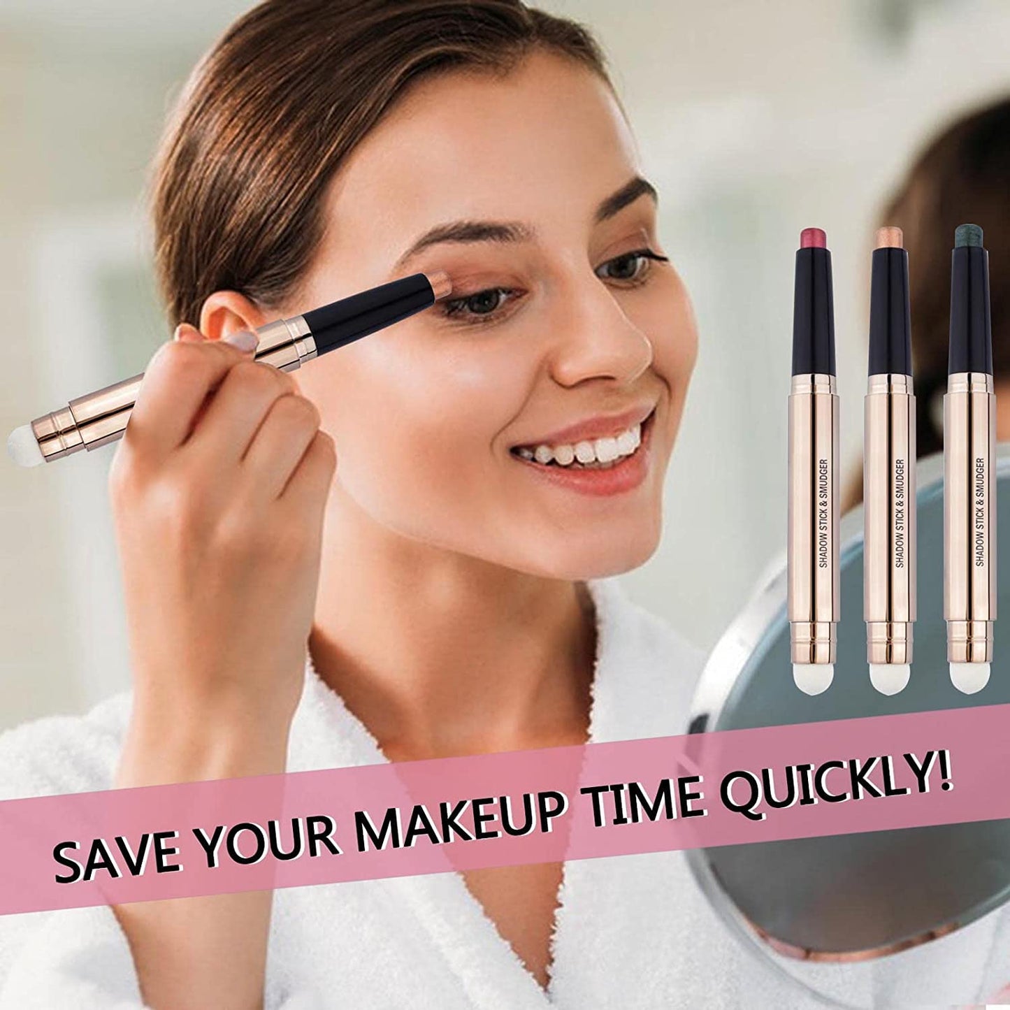White Eyeshadow Stick Halloween Makeup, Cream Smooth Shimmer Single Eyeshadow Pencil, Hypoallergenic Waterproof Long Lasting Eye Shadow Highlighter Stick Liquid eyeshadow Eye Primer(01# White Shimmer)