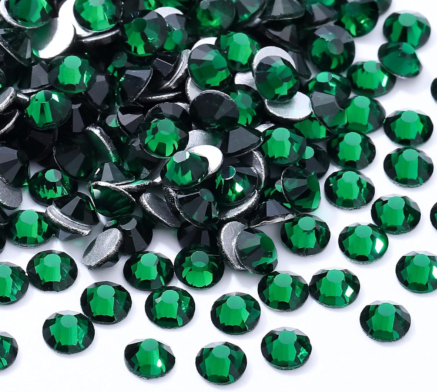 Malachite Green Flatback Rhinestones, Glass Rhinestones for Nail Art and Craft, Glue Fix, Loose Crystal Gemstones(Green, SS16, 1440pcs, 3.8-4.0mm)