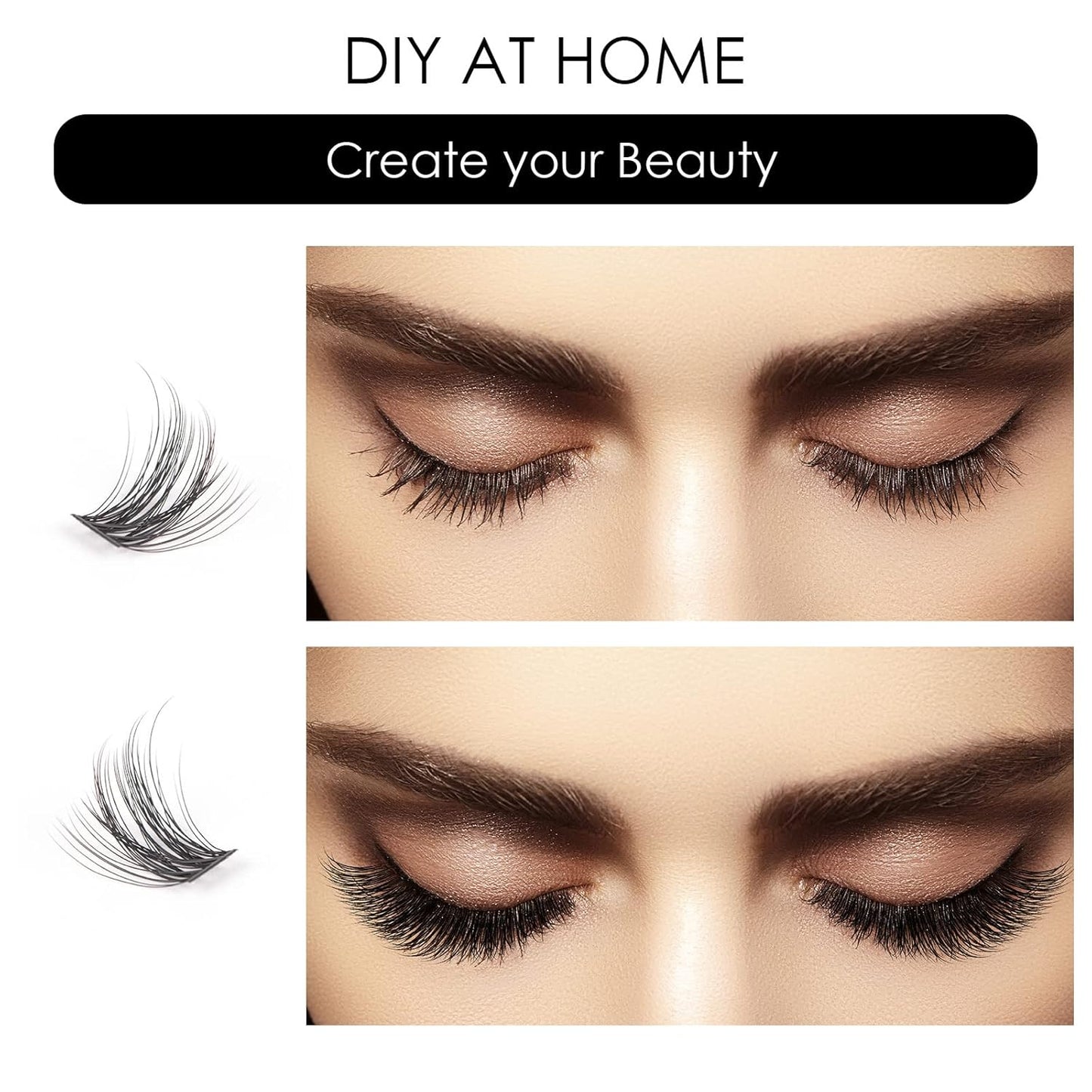 Cluster Lashes 72 Individual Lashes Clusters Eyelash Extensions False Eyelashes DIY Lash Extension Kit Reusable False Eyelashes Natural Look Mix 10-16mm C D Curl-DM06