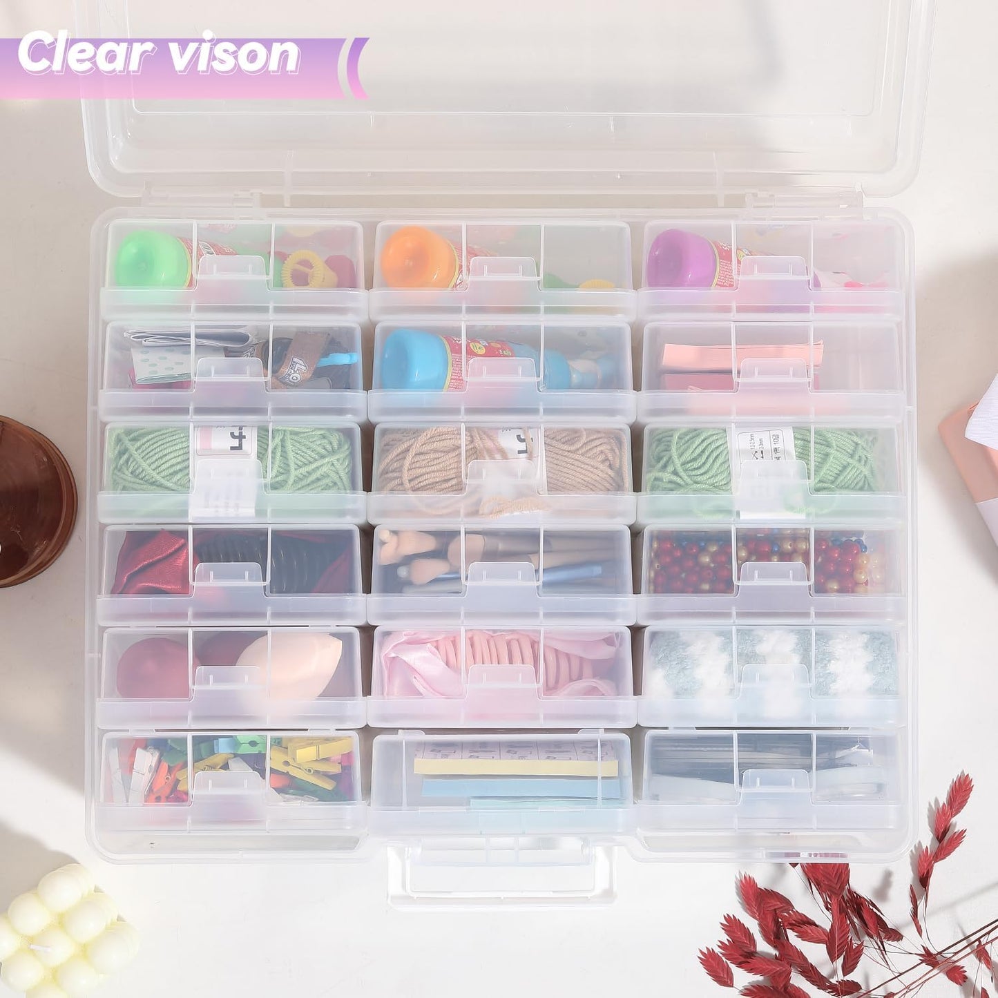 Plastic Storage Box Arts & Crafts Storage Boxes & Organizers With Large Storage Box Small Rectangular Plastic Container For Craft Storage (18 Pack Small -Clear)