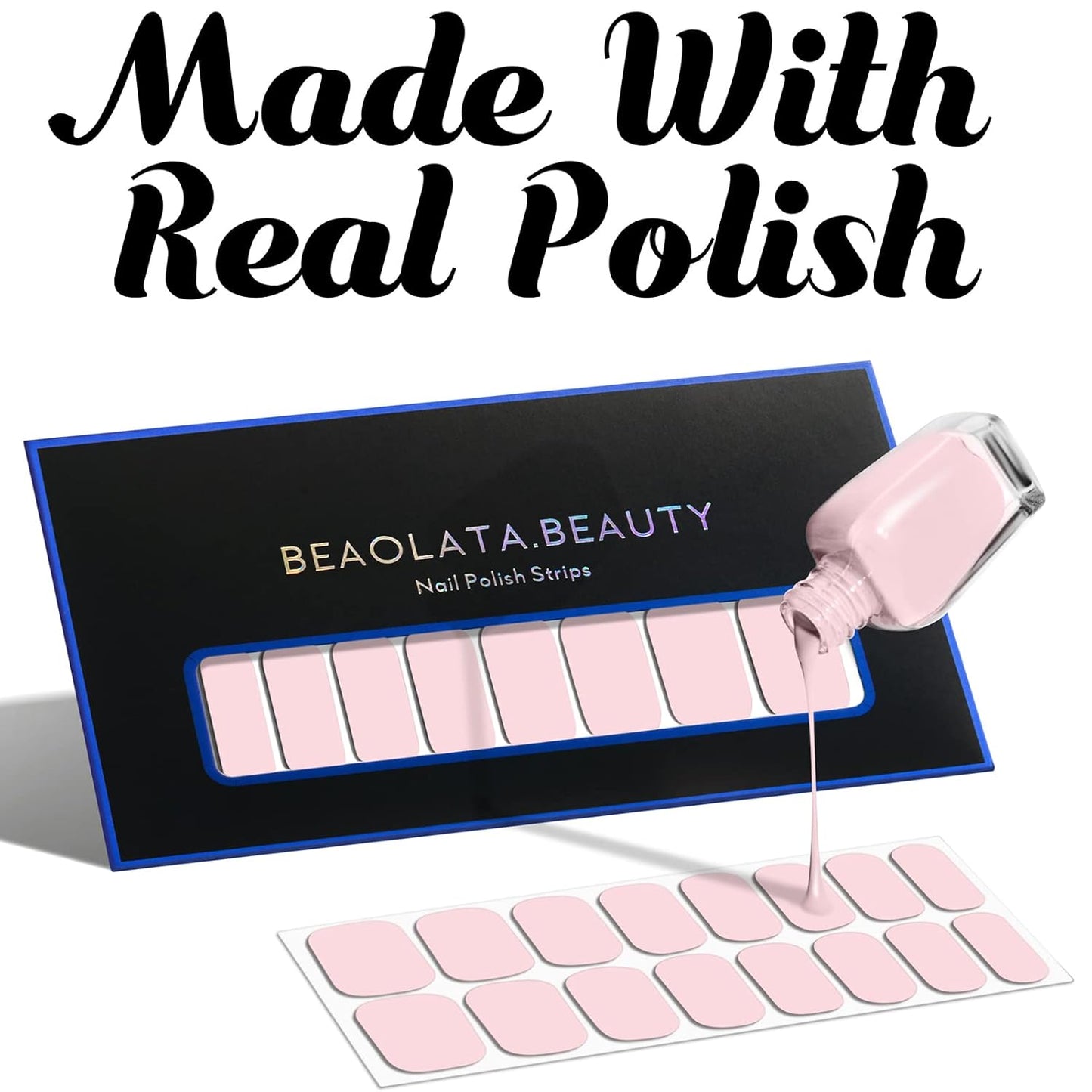 Nail Polish Strips, 32PCS Salon Quality Wraps, Long Lasting Gel Nail Stickers for Women Easy Apply& Remove (Falling Sakura Pink)