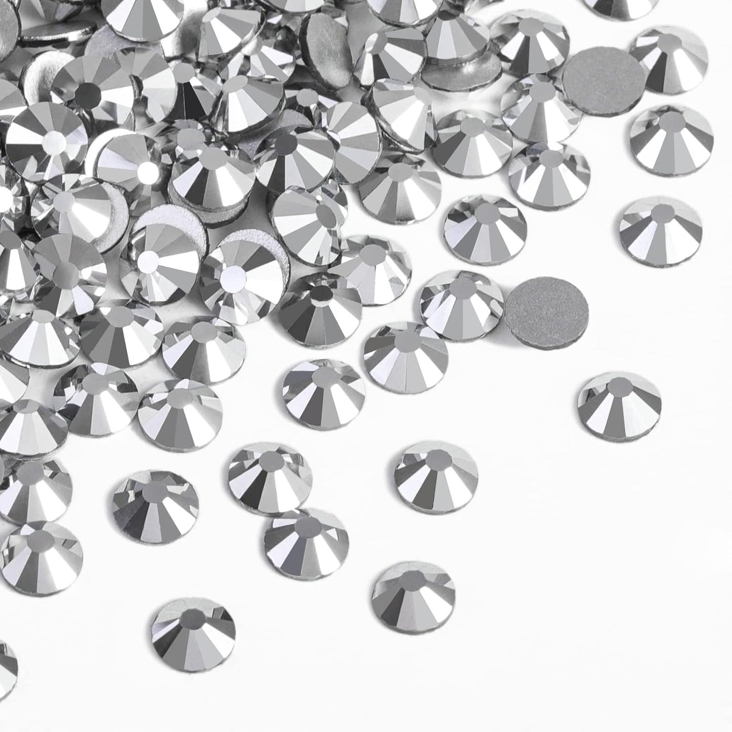beadsland Flat Back Crystal Rhinestones Round Gems for Nail Art and Craft Glue Fix,Silver Hematite (6.4-6.6mm) SS30/288pcs