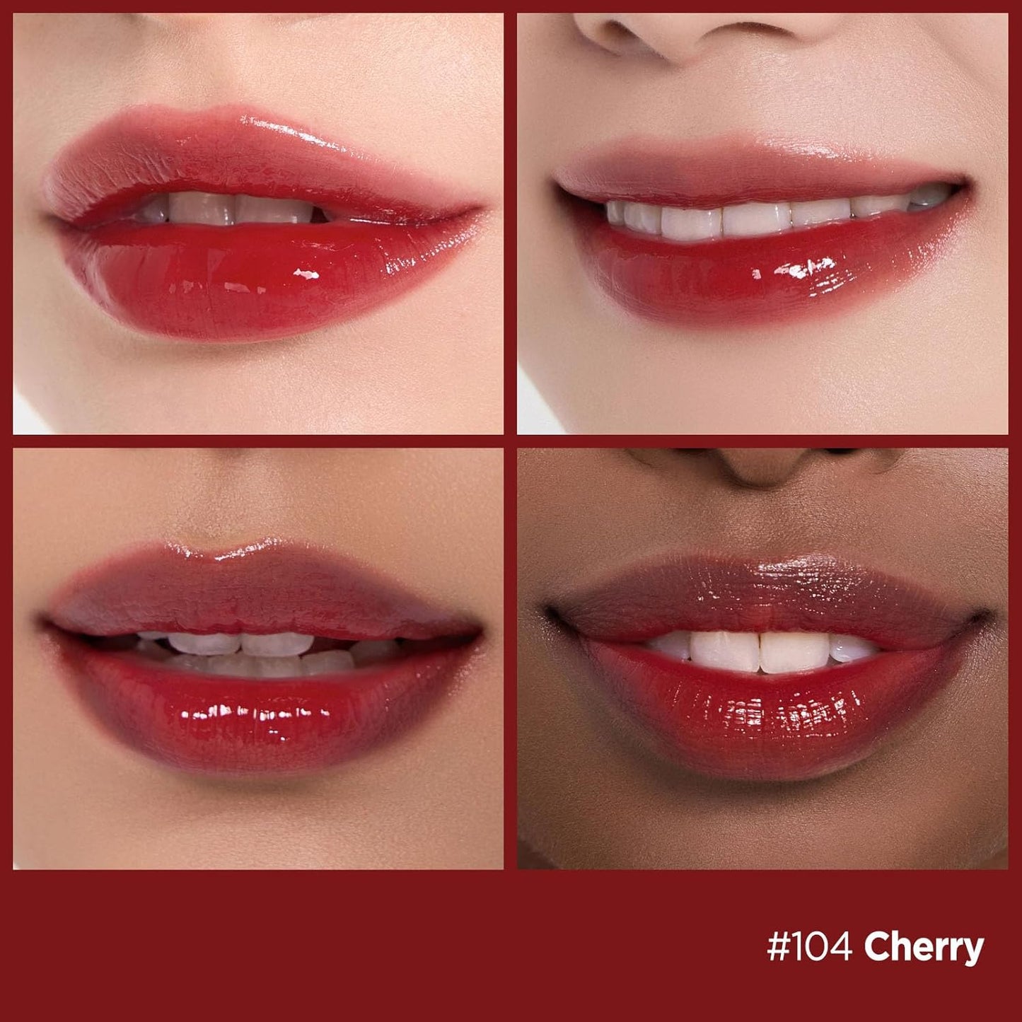Laka Fruity Glam Tint, 4.5g/0.15 oz., Glowing Lip Stain with Wide Color Spectrum, Hydrating & Lightweight Texture, Long-Lasting Bold Stain, Non-Sticky, Vegan, K-Beauty (#103 Cherry)