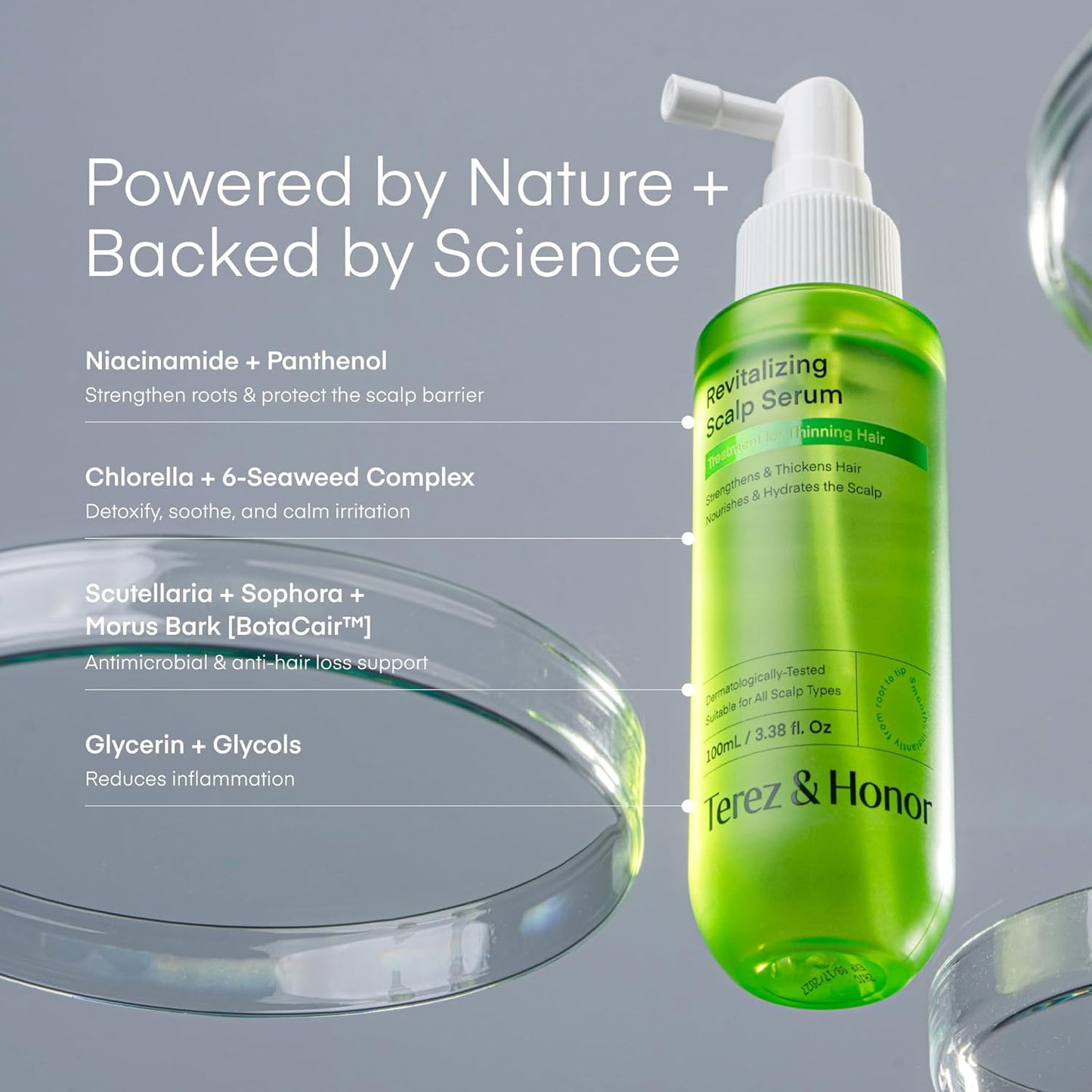 Scalp Serum Hair Growth Spray - Korean Leave-In Vegan Tonic with Niacinamide & Panthenol to Strengthen Roots, Thicken Hair, Hydrate & Nourish Scalp, Reduce Thinning