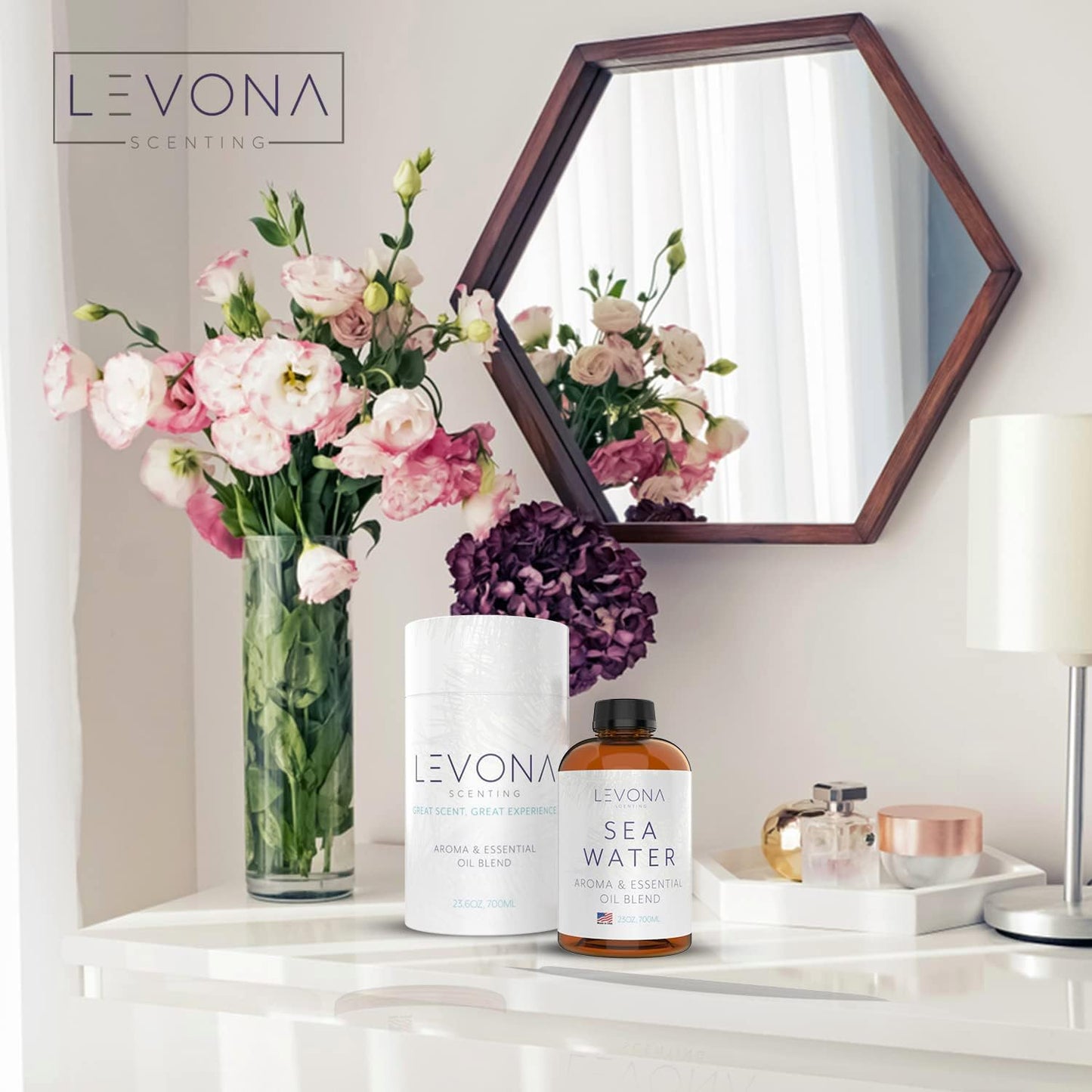 Levona Scent Sea Water Essential Oils for Diffuser for Home - Hotel and Home Luxury Scents - Fragrance Oil - Diffuser Oils Scents - Oil Diffuser Essential Oils for Humidifiers - 700Ml Aroma Oil Blend