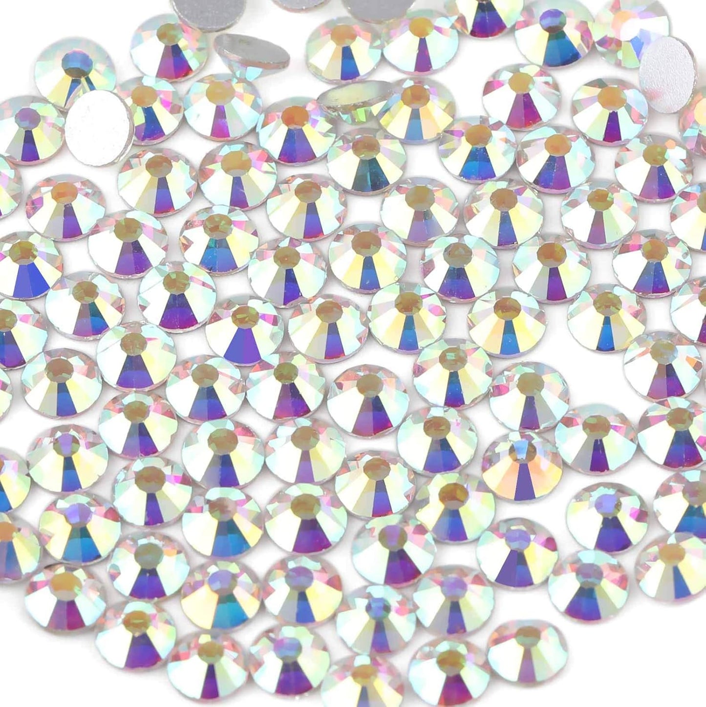 beadsland 1440pcs Flat Back Crystal Rhinestones Round Gems for Nail Art and Craft Glue Fix, CrystalAB (SS6(1.9-2.1mm))