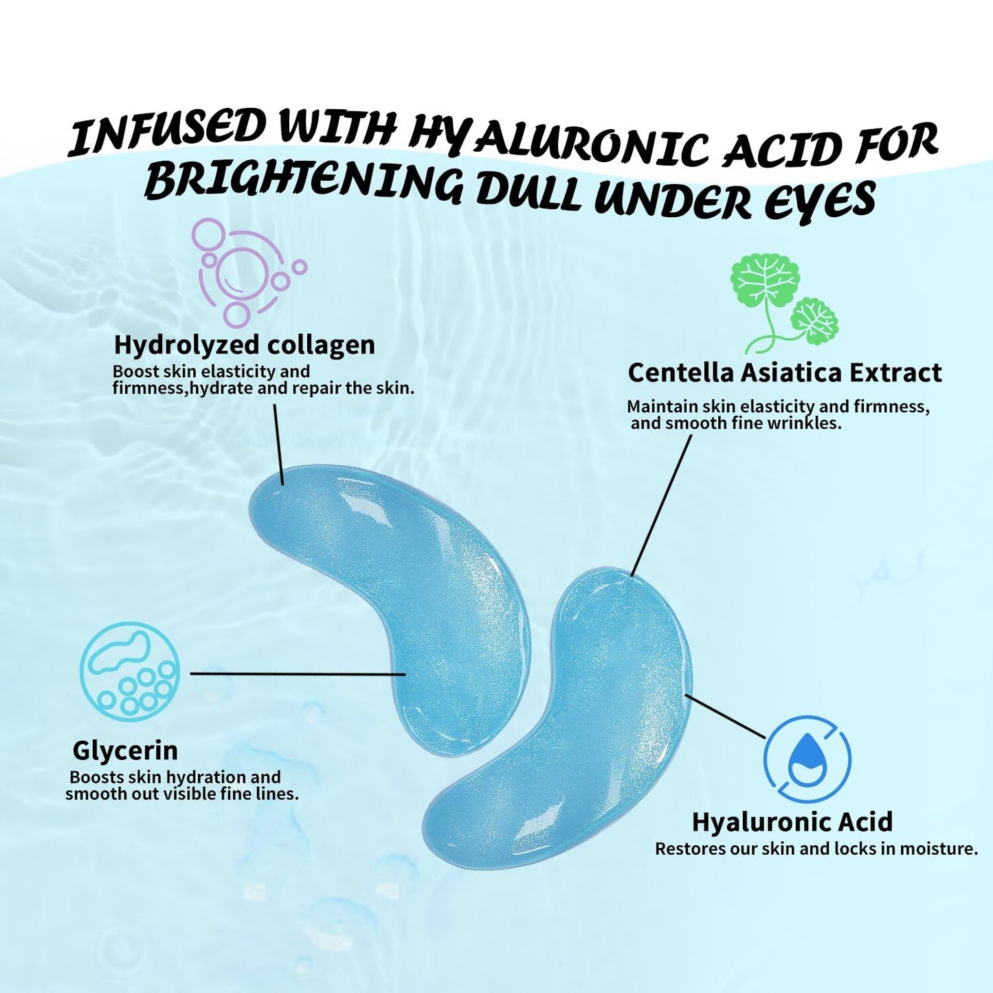 Under Eye Patches (50 Pairs), Hyaluronic Acid Eye Masks for Dark Circles Puffy Eyes Undereye Bags, Collagen Eye Patches for Wrinkles and Hydrate, Skin Care Gift for Her