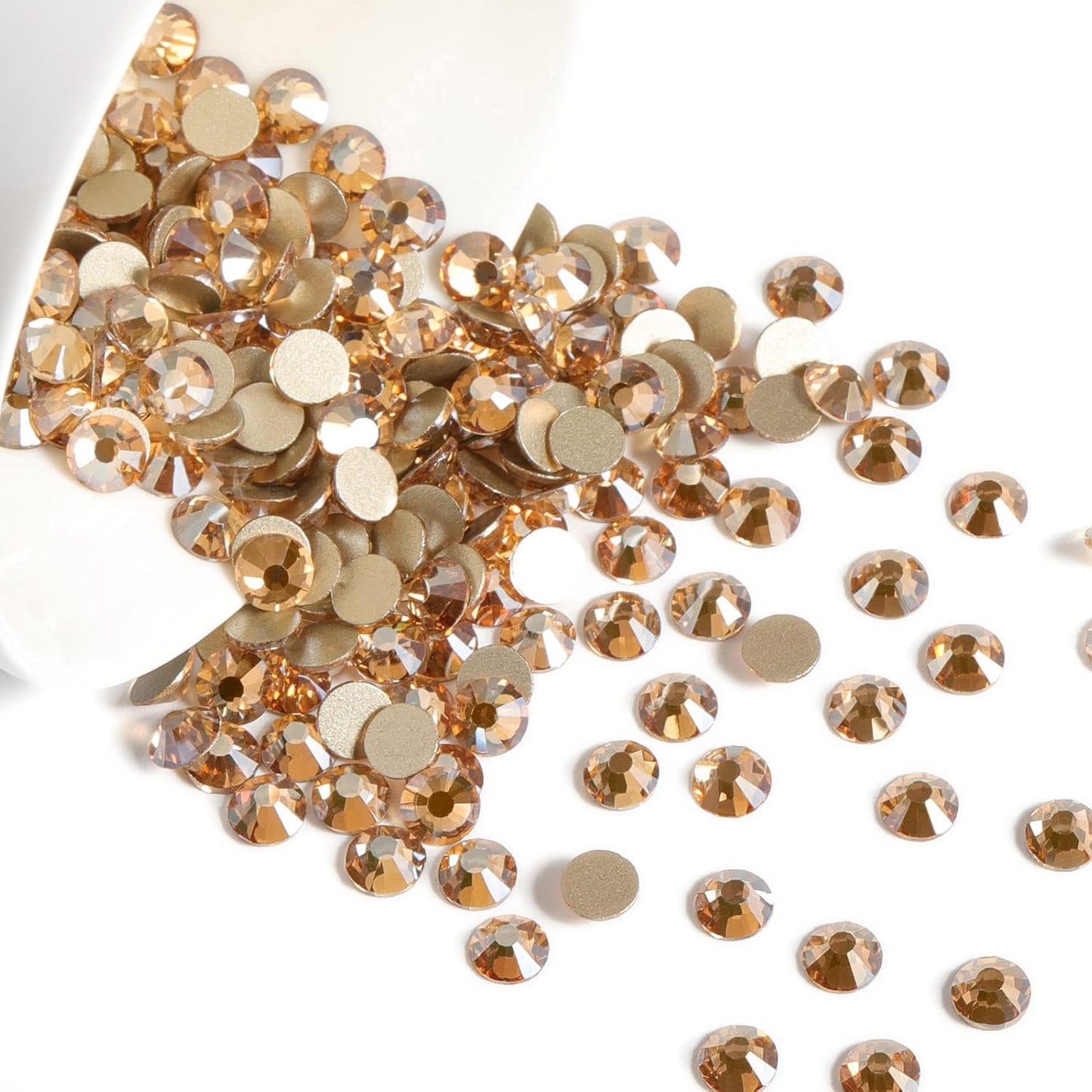 Beadsland 1440 Pieces Flat Back Crystal Rhinestones Round Gems,Golden Shadow,SS16,3.8-4.0mm