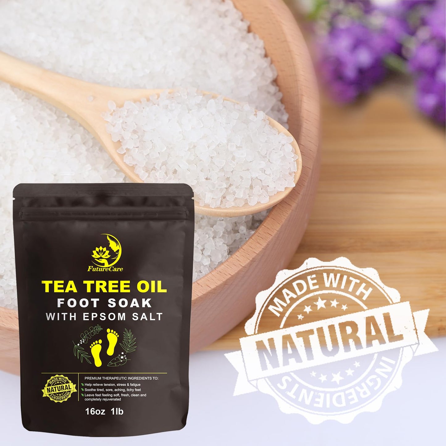 Foot Spa Bath Massager with Heat Bubbles and Vibration Massage and Jets, 16 OZ Tea Tree Oil Foot Soak Epsom Salt, Foot Soaker with Red Light, 22 Massage Rollers, Adjustable Temp -Black