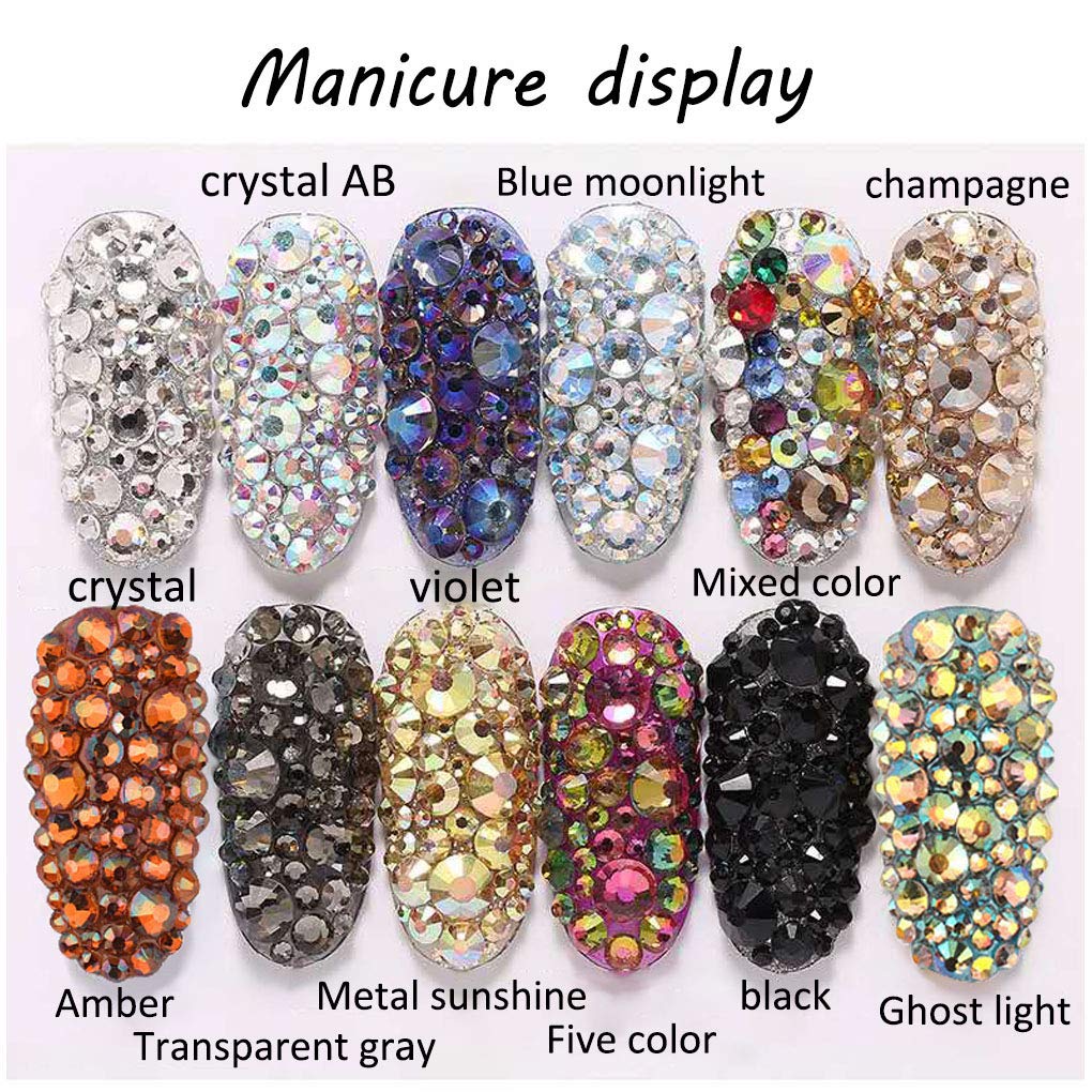 Rhinestones flat back gems round DIY decorative Nail Face and apparel accessories ss3-20 mix size(1440pcs violet)