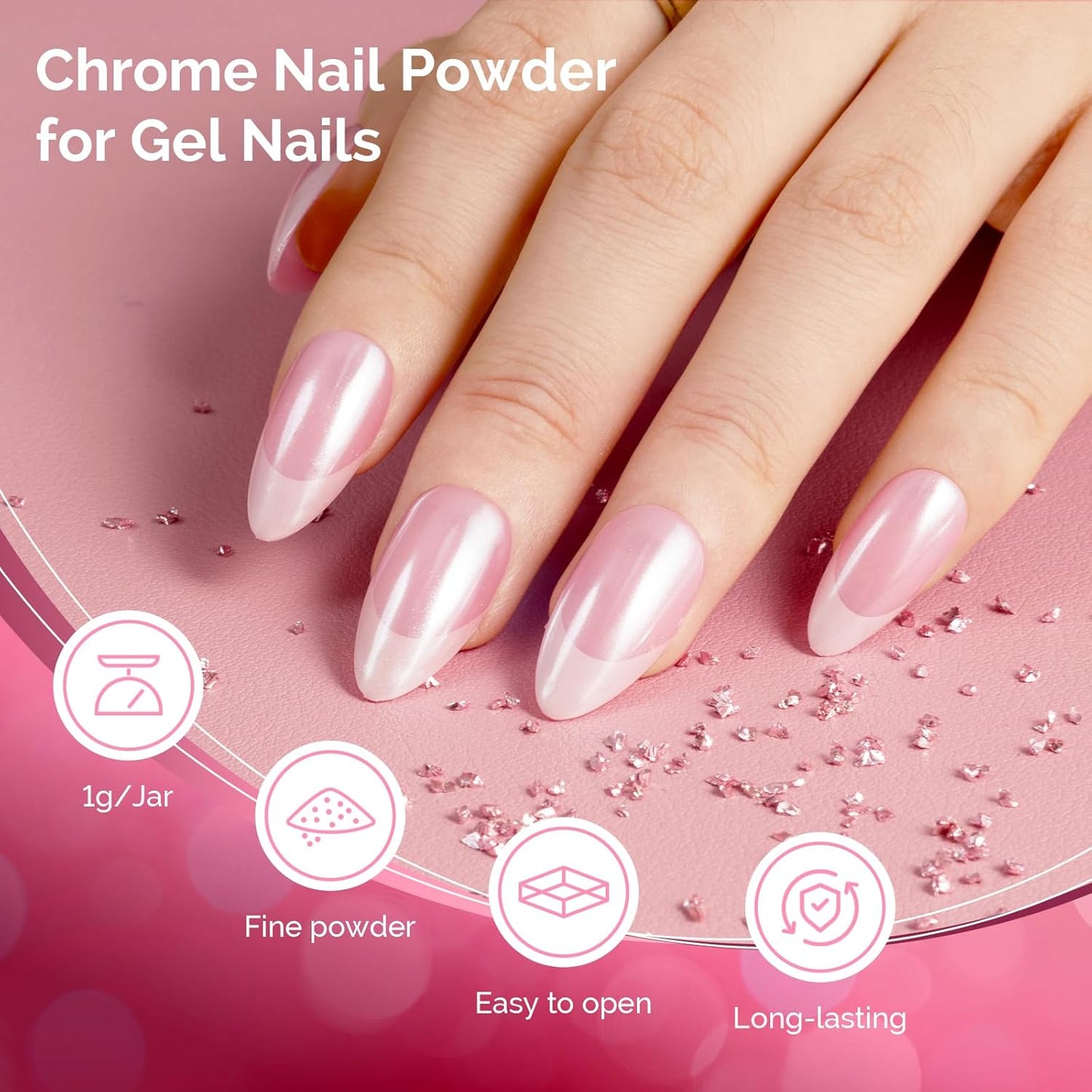 MelodySusie White Chrome Nail Powder for Gel Nails,Pearl Powder Mirror Effect Pigment Pearlescent Mermaid Pigment Pearl Glitter for Home DIY Salon Use Visit The MelodySusie Store