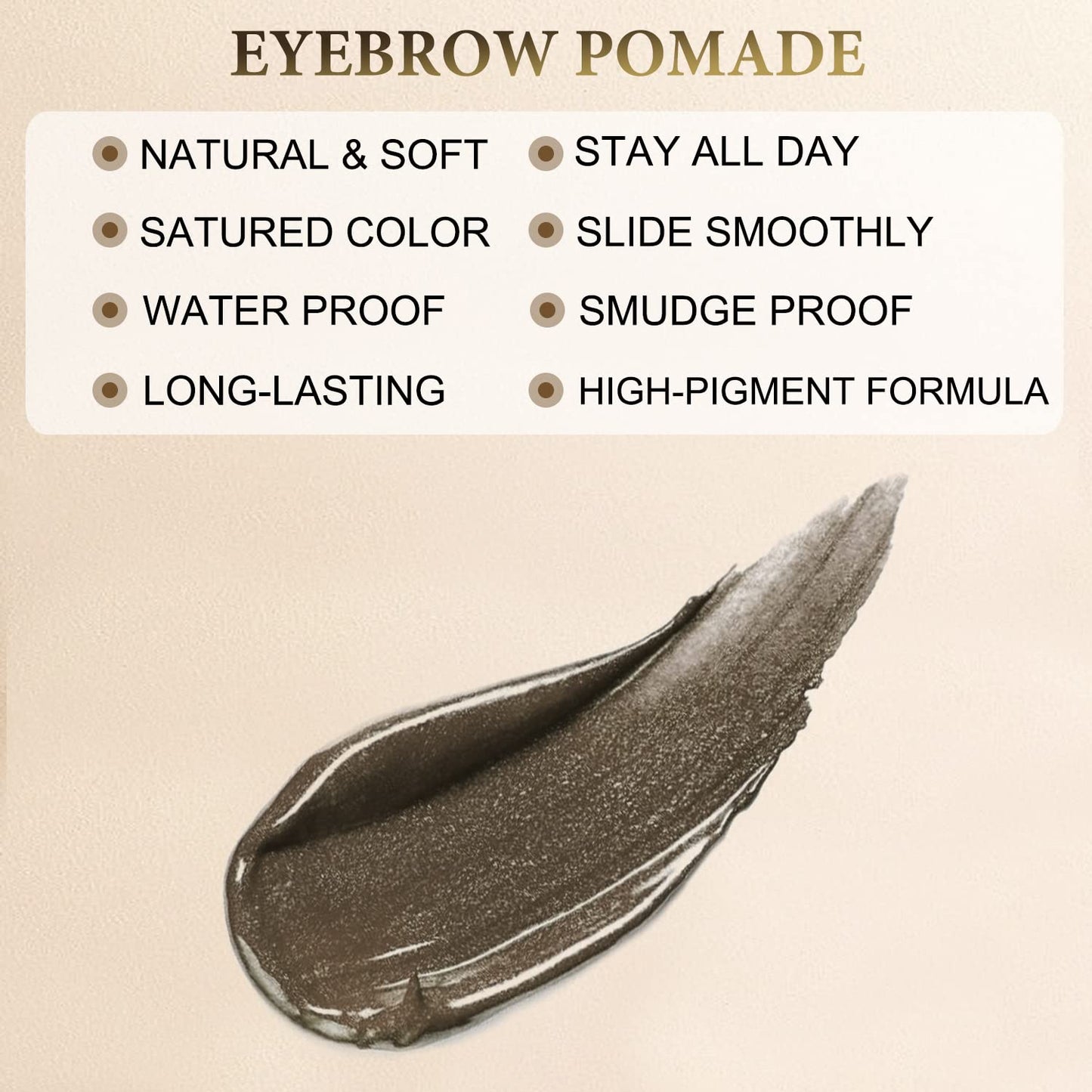 LAVONE Eyebrow Stamp Stencil Kit for Eyebrows, Brow Stamp Trio Kit with Waterproof Eyebrow Pencil, Eyebrow Pomade, 20 Eyebrow Stencils, Dual-ended Eyebrow Brush and Sponge Applicator - Ebony