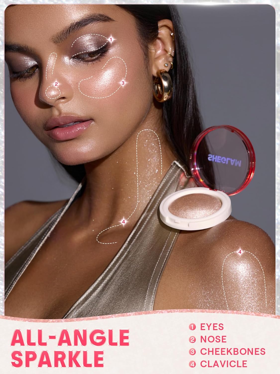 SHEGLAM Glowchi Bouncy Highlighter Mochi-like Formula Highlighter Long-lasting Shimmer Makeup-Cherry Blossom