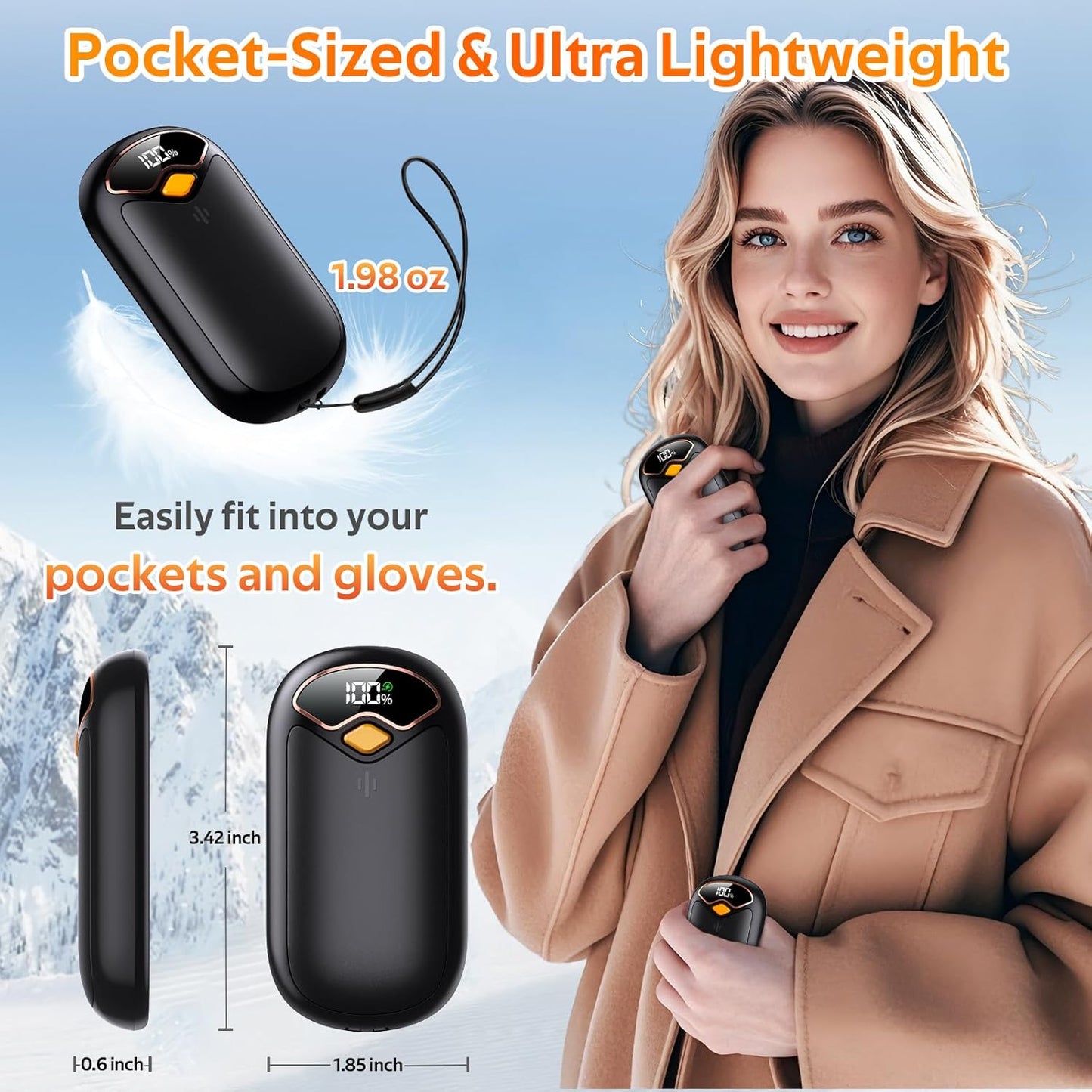 Hand Warmers Rechargeable - Magnetic Electric Hand Warmers 2 Pack, LED Display, 4 Settings Fast Heating Reusable Portable Heater Handwarmers for Golf Hunting Camping Essentials, Gifts for Men Women