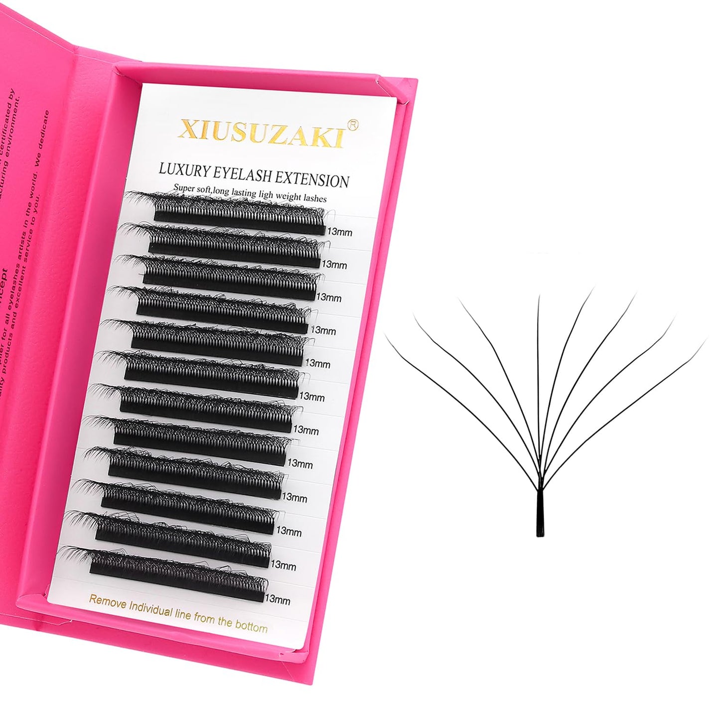 W Lash Extensions Supplies 8D Eyelash Extensions W Shape 0.07mm Thickness D Curl 12mm Premade Fans Easy Fan Lashes Volume Matte Black 12 Rows Crisscross Eye Lashes(W-8D-0.07-D,12mm)