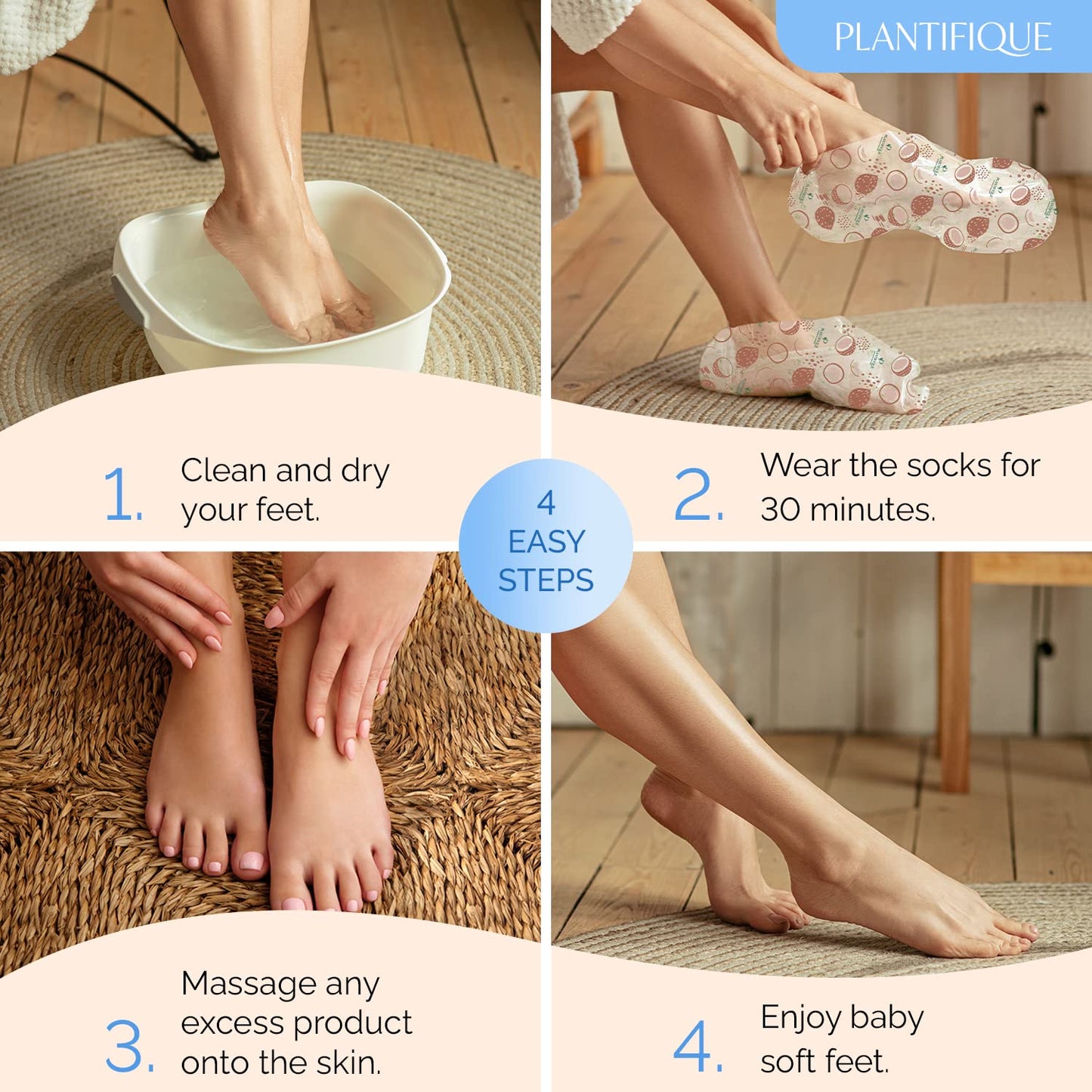 PLANTIFIQUE Korean Foot Mask with Shea Butter 8 Pairs box for Dry & Cracked Feet | Hydrating Socks for Soft Heels | Intense Moisturizing and Repairing Dry Rough Skin | Foot Spa | Happy Feet Mask