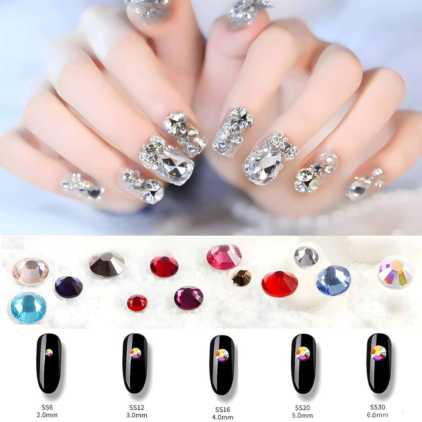 Flatback Rhinestones Round Gems for Nails Art and Crafts 4000Pcs SS6 2mm Glitter Crystals Stone DIY Bags Clothes Shoes (Crystal Yellow)