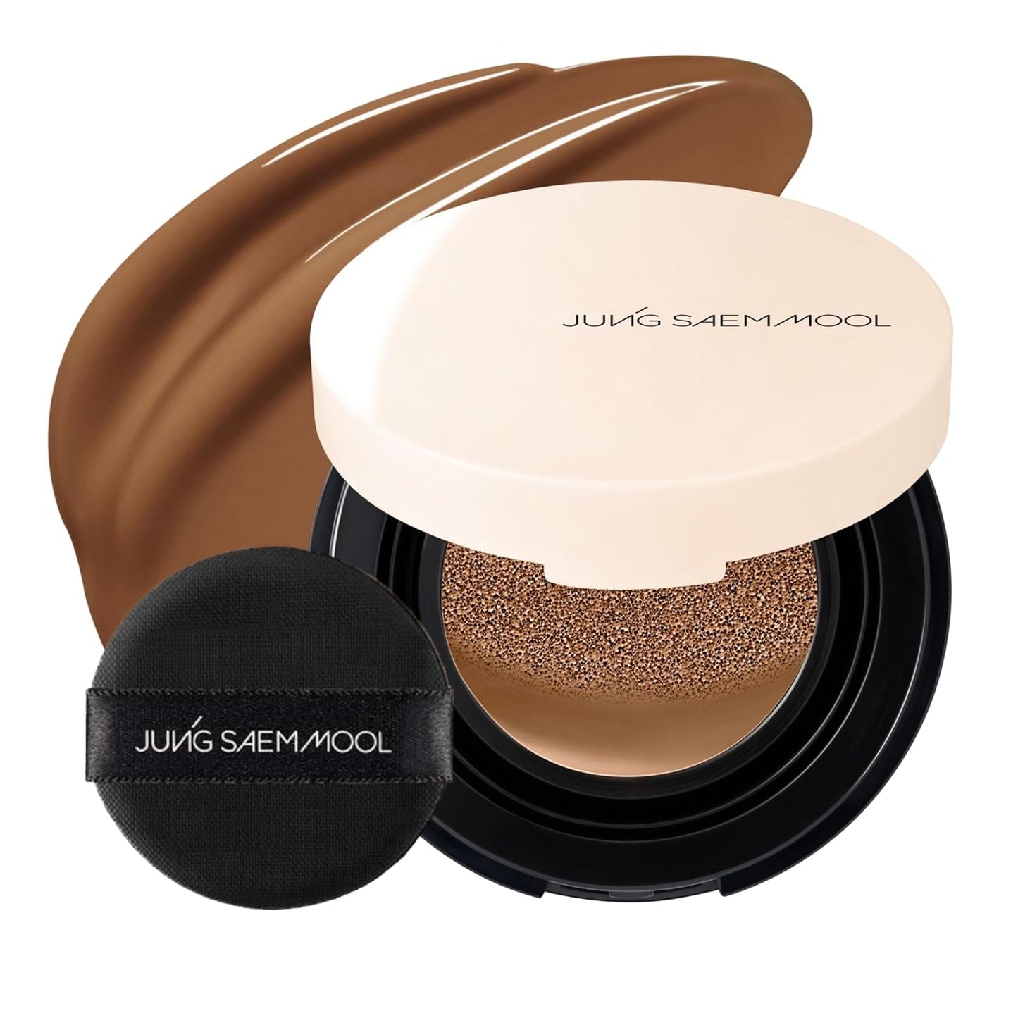 JUNG SAEM MOOL Essential Skin Nuder Cushion Mini 38N Saddle Brown 0.17 Fl Oz, Natural Radiant Finish Cushion Foundation with Buildable Coverage, Lightweight Texture, Korean Foundation Makeup