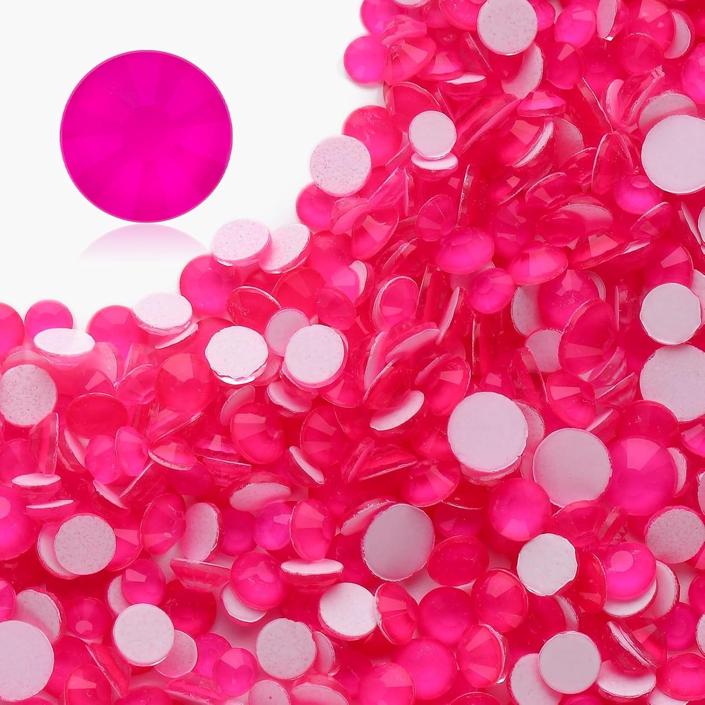 Neon Rose Flatback Rhinestones, Glass Rhinestones for Nail Art and Craft, Glue Fix, Loose Crystal Gemstones(Neon Rose, SS16, 1440pcs, 3.8-4.0mm)