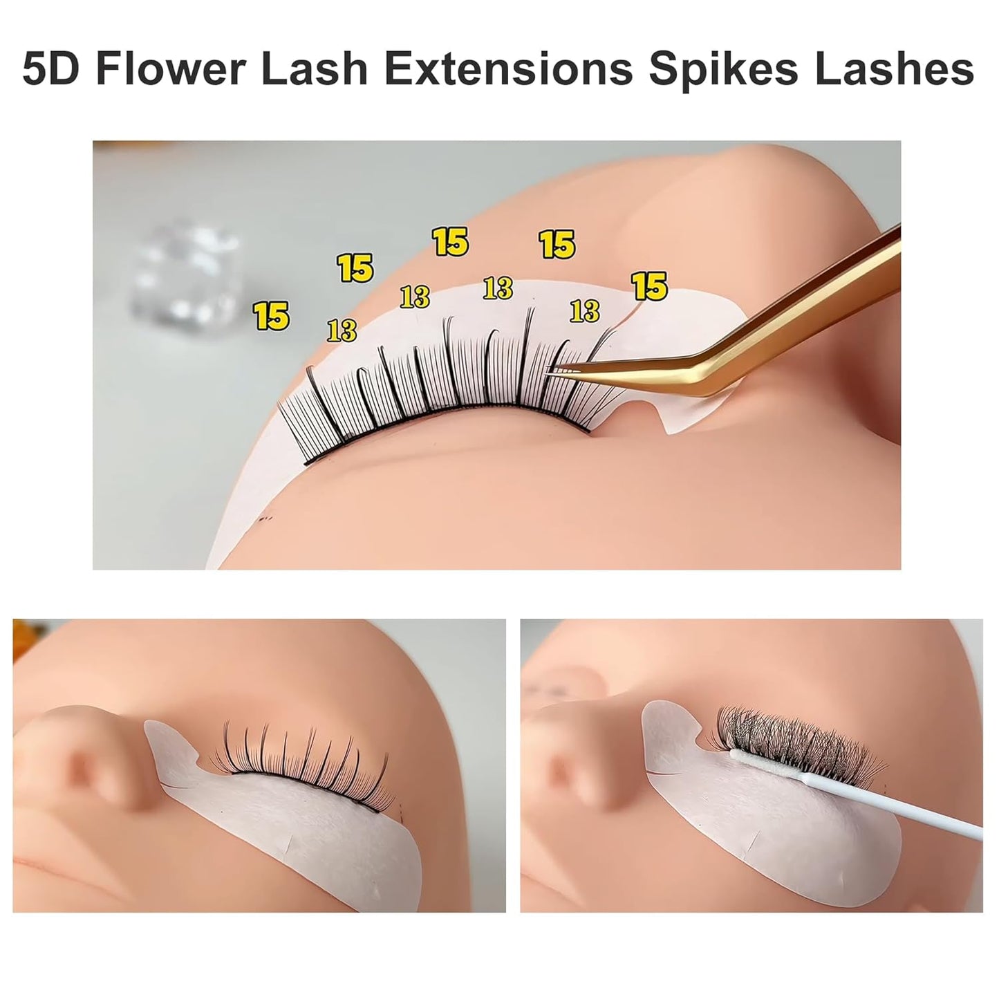 5D Flower Lash Extensions Spikes Lashes 0.07 Matte Black D Curl Lashes 8mm Volume Eyelash Extension Lash Trays Professional Use(5D Flower,0.07-D,8mm)