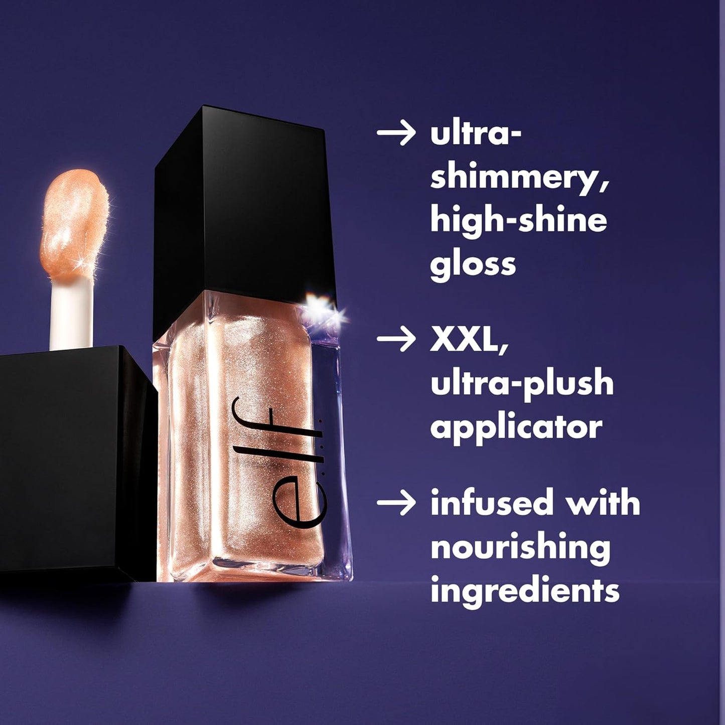 e.l.f. Glow Reviver Lip Oil, Nourishing and Hydrating with High-Shine Glimmer Finish & Sheer Wash Of Color, Minty Scent, Non-Sticky, Vegan & Cruelty-free, Crystal Baller