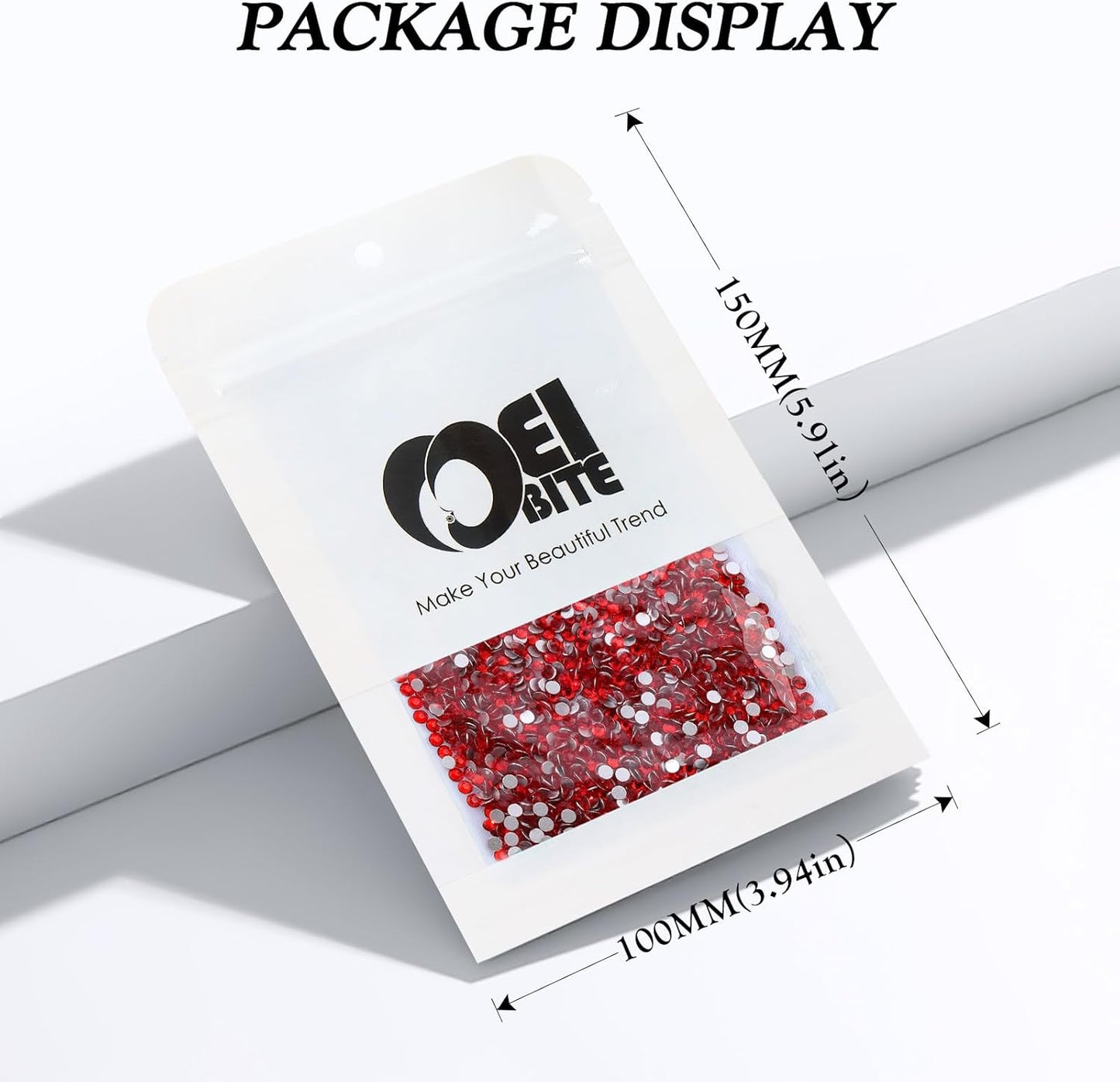 Red Flatback Rhinestones, Glass Rhinestones for Nail Art and Craft, Glue Fix, Loose Crystal Gemstones(Red, SS10, 2880pcs, 2.7-2.8mm)