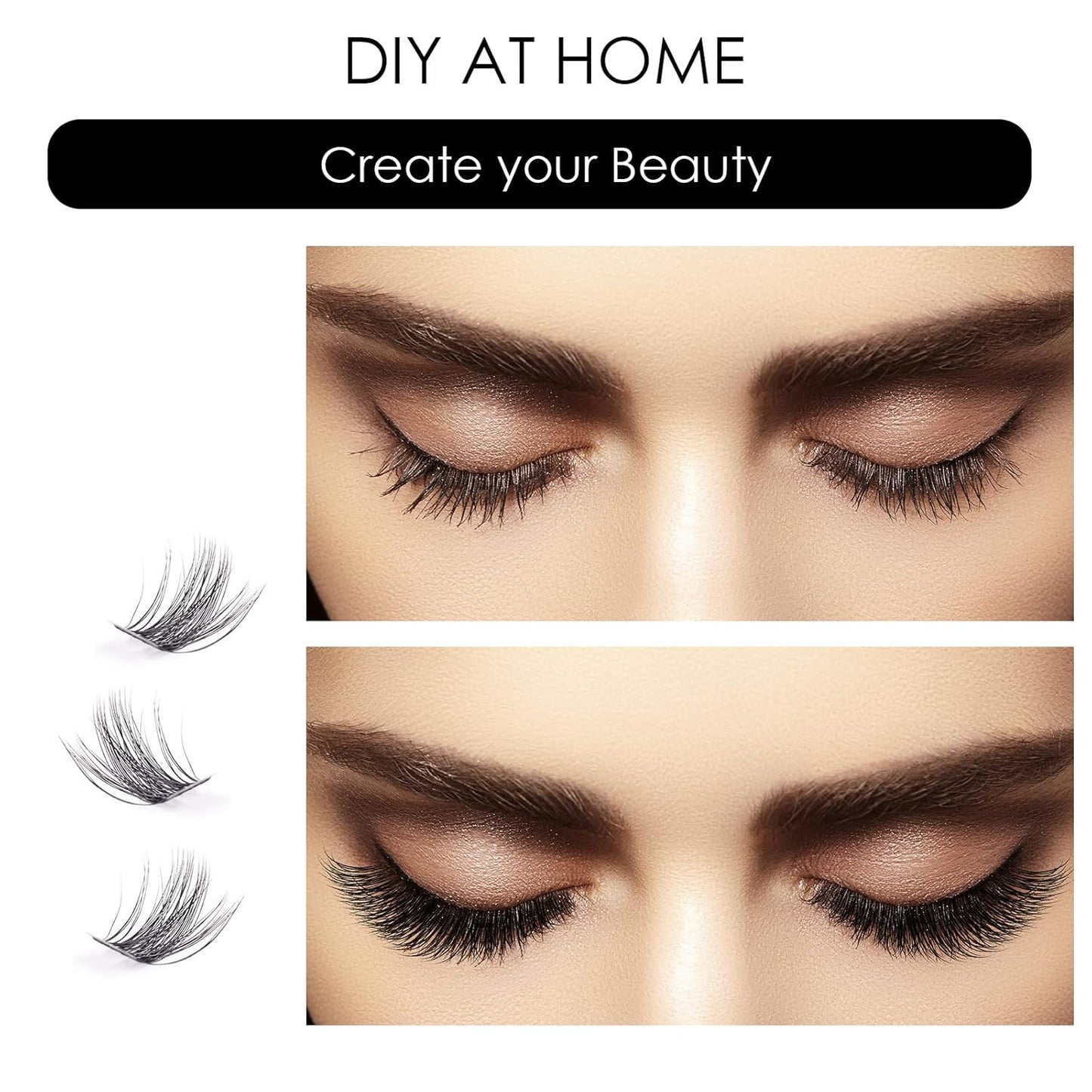 Lash Clusters 144 Pcs Individual Lashes Clusters Eyelash Extensions False Eyelashes DIY Lash Extension Reusable False Eyelashes Natural Look Mix 10-16mm C D Curl-DM17