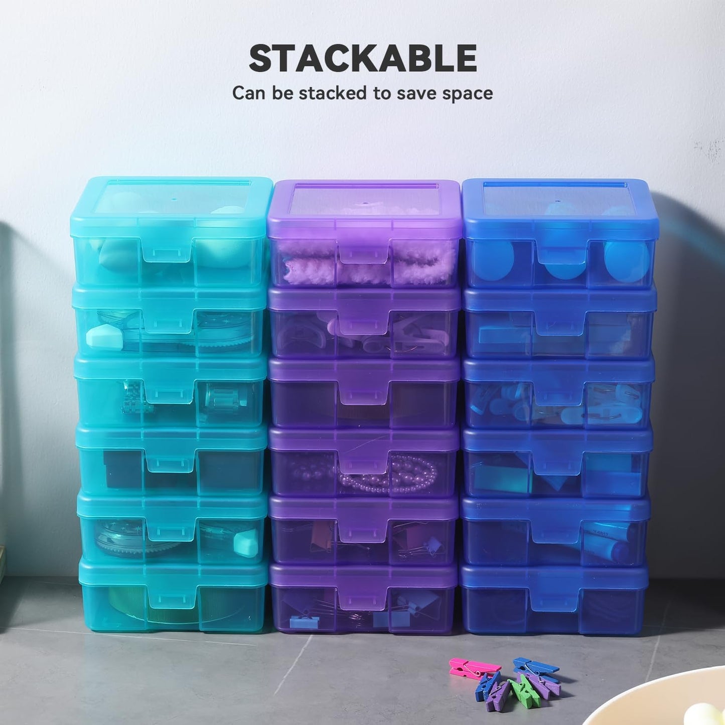 18 Pack Small Plastic Storage Containers Clear Arts & Crafts Storage Boxes & Organizers Stackable Small Containers With Lids For Organizin (Set 4)